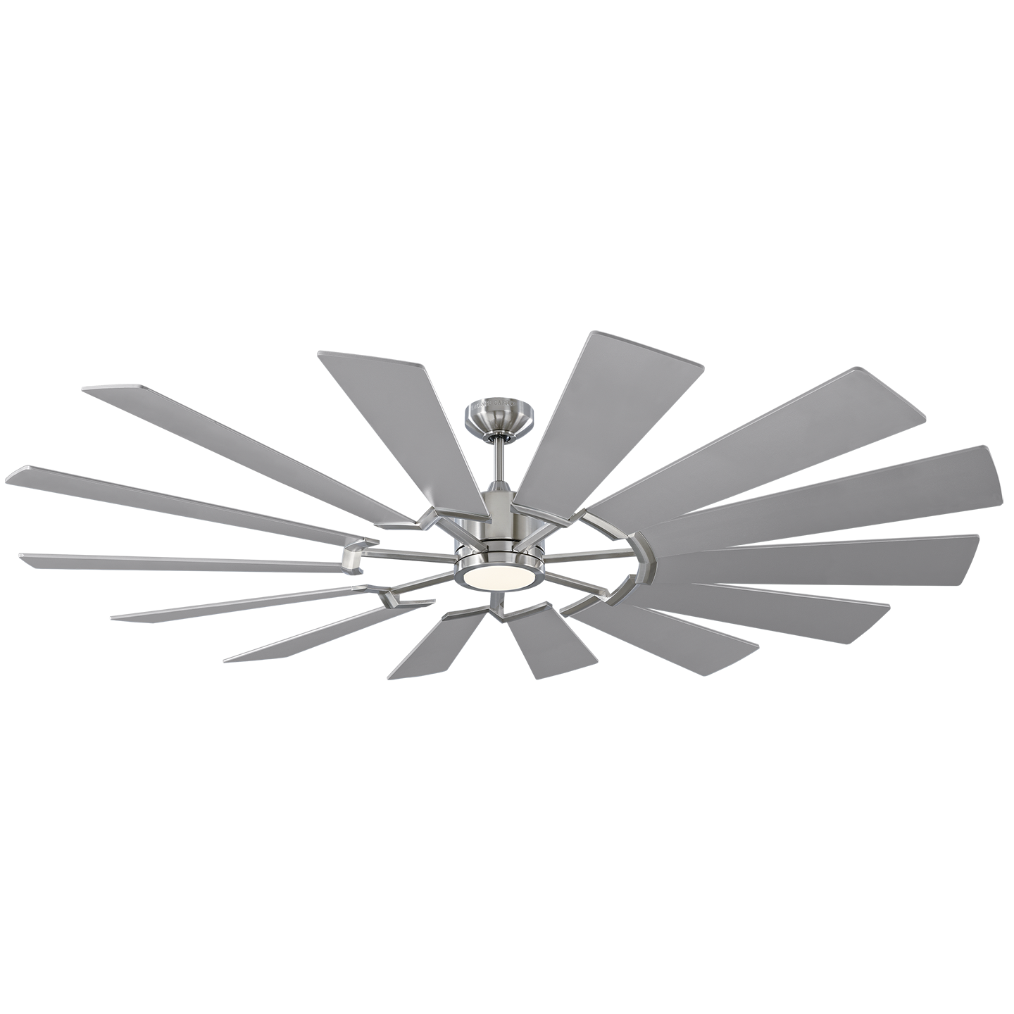 Prairie 72 LED Ceiling Fan in with Silver / Washed Oak Reversible Blades and Light Kit Brushed Steel