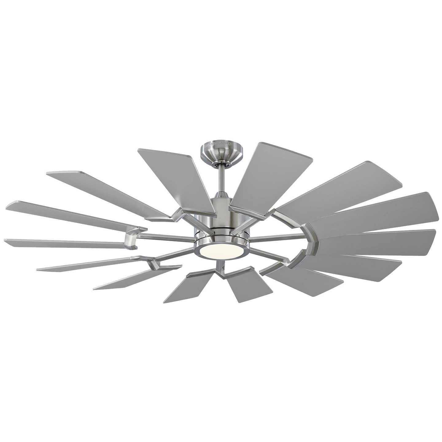 Prairie 52 LED Ceiling Fan in with Silver / Washed Oak Reversible Blades and Light Kit Brushed Steel