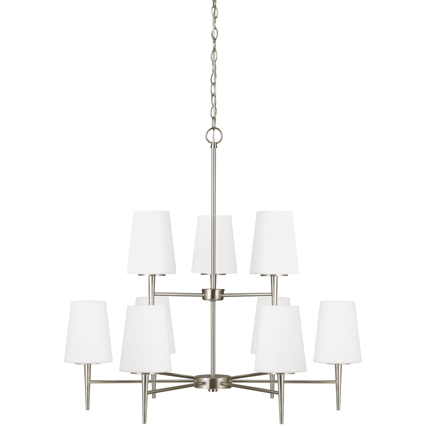 Driscoll Nine Light Chandelier Brushed Nickel Bulbs Included