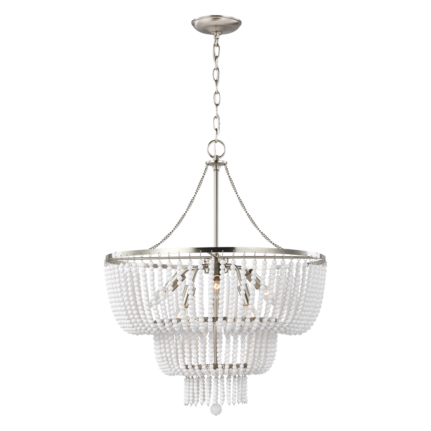 Jackie Six Light Chandelier Brushed Nickel Bulbs Included
