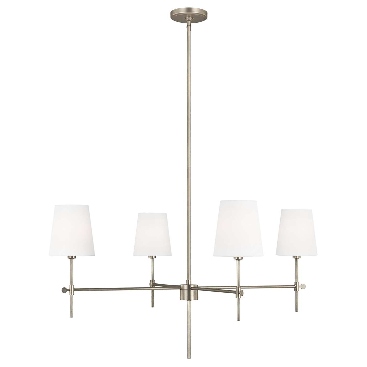 Baker Four Light Large Chandelier Antique Brushed Nickel