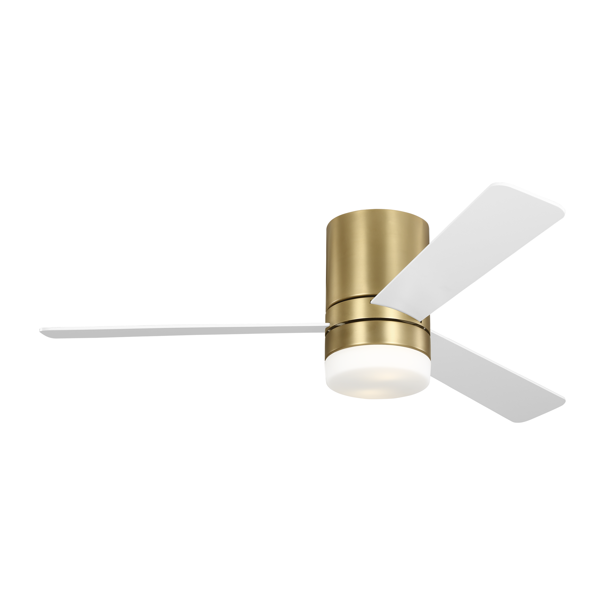 Era 52 Hugger LED Ceiling Fan in with Matte White Blades and Light Kit Burnished Brass