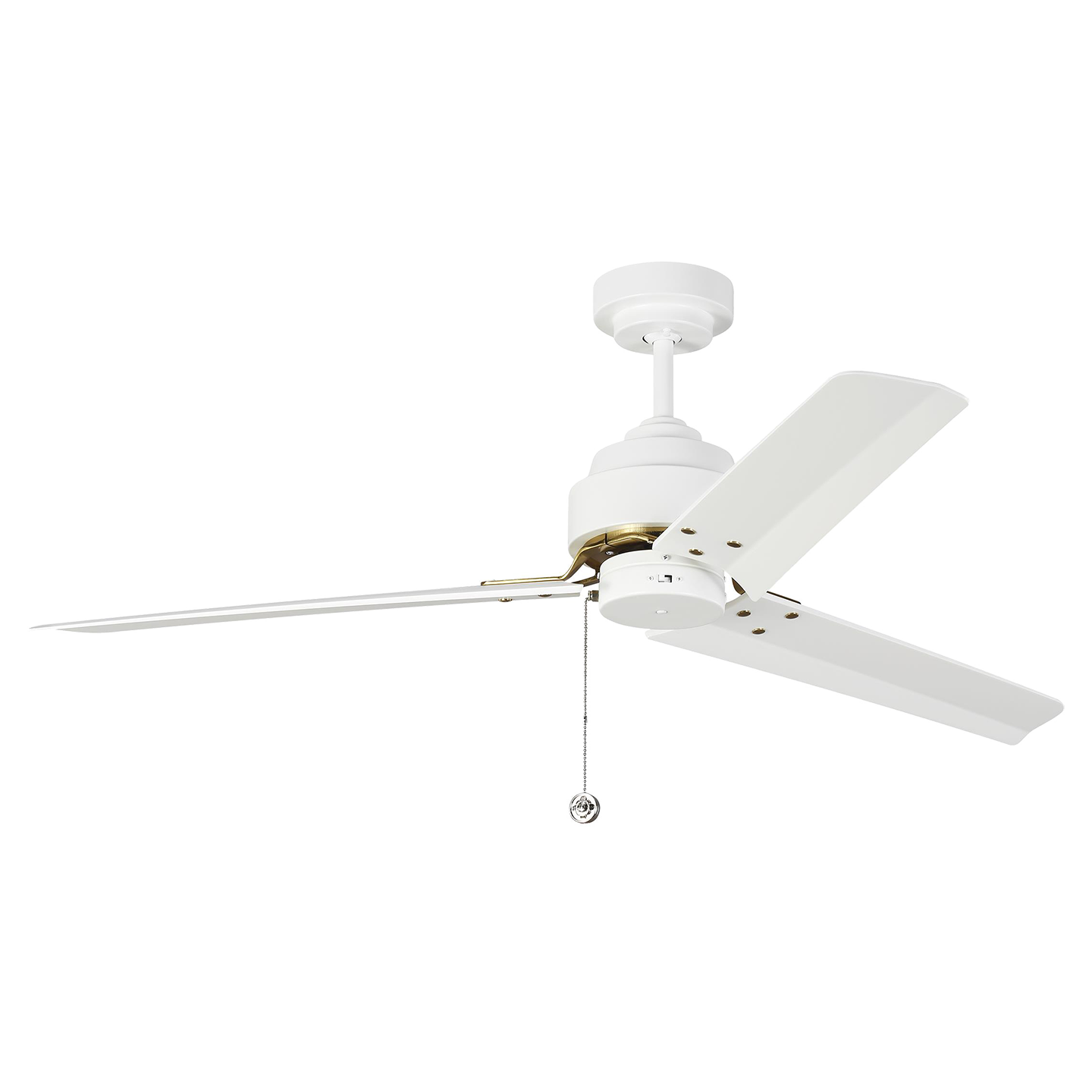 Arcade 54 Ceiling Fan in and Burnished Brass Accents with Blades Matte White