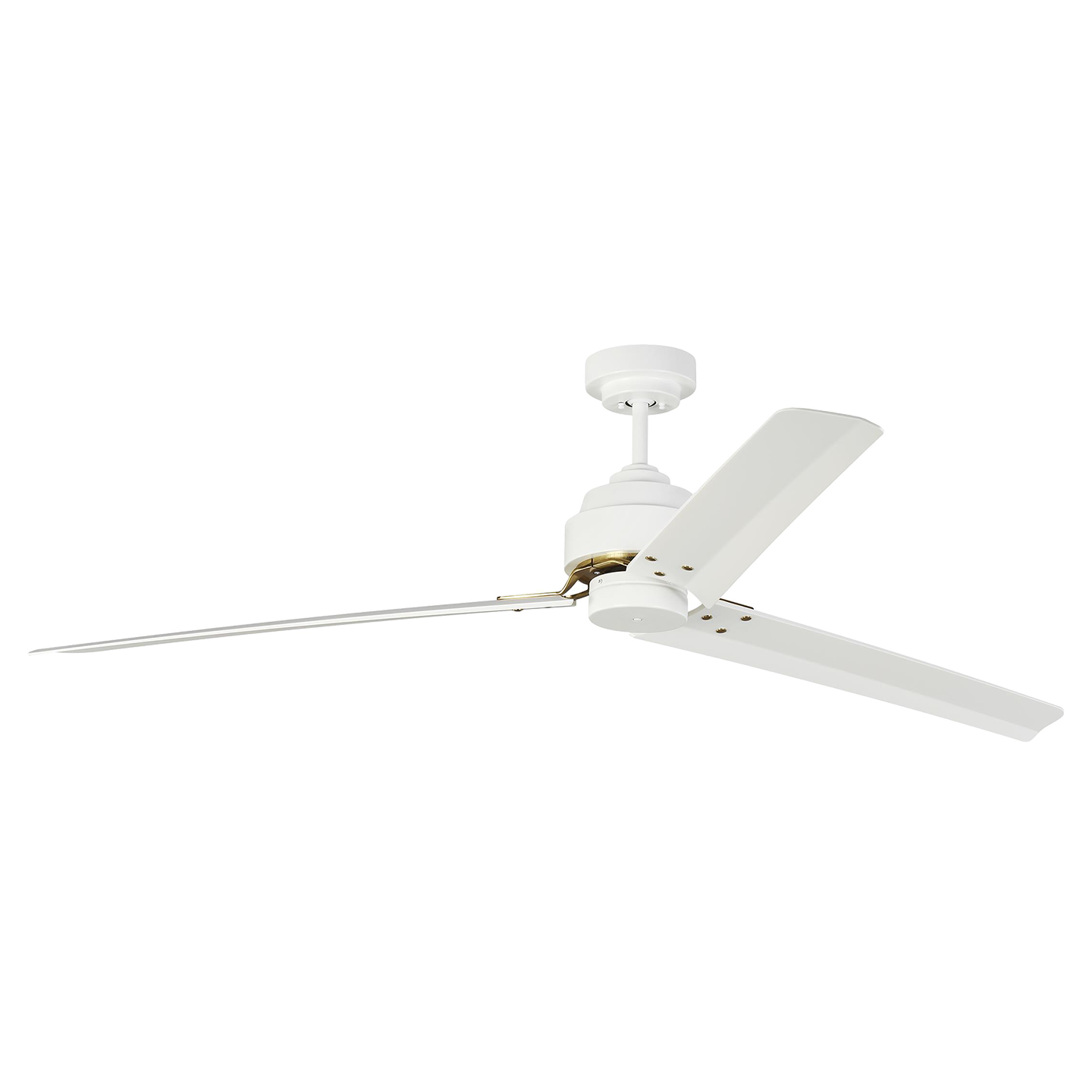 Arcade 68 Ceiling Fan in and Burnished Brass Accents with Blades Matte White