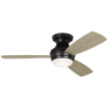 Ikon 44 Hugger LED Ceiling Fan in with Light Grey Weathered Oak Blades and Light Kit Aged Pewter