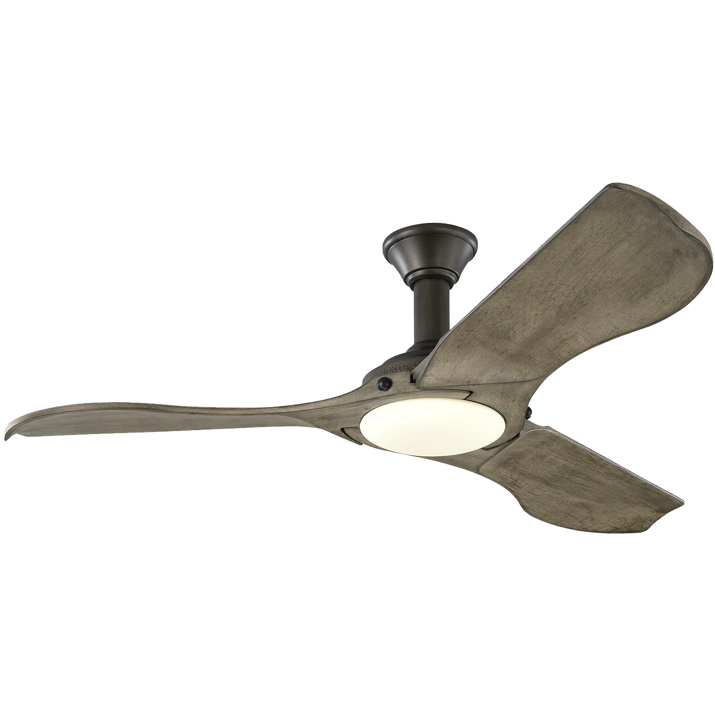 Minimalist 56 LED Ceiling Fan in with Light Grey Weathered Oak Blades and Light Kit Aged Pewter