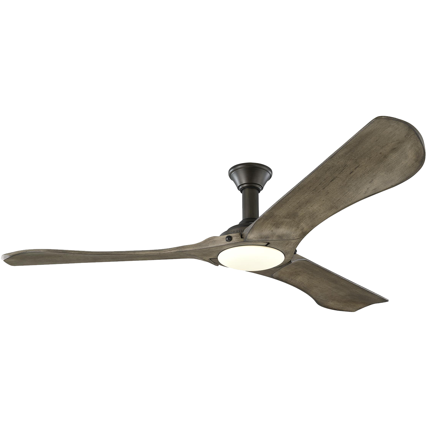 Minimalist 72 LED Ceiling Fan in with Light Grey Weathered Oak Blades and Light Kit Aged Pewter
