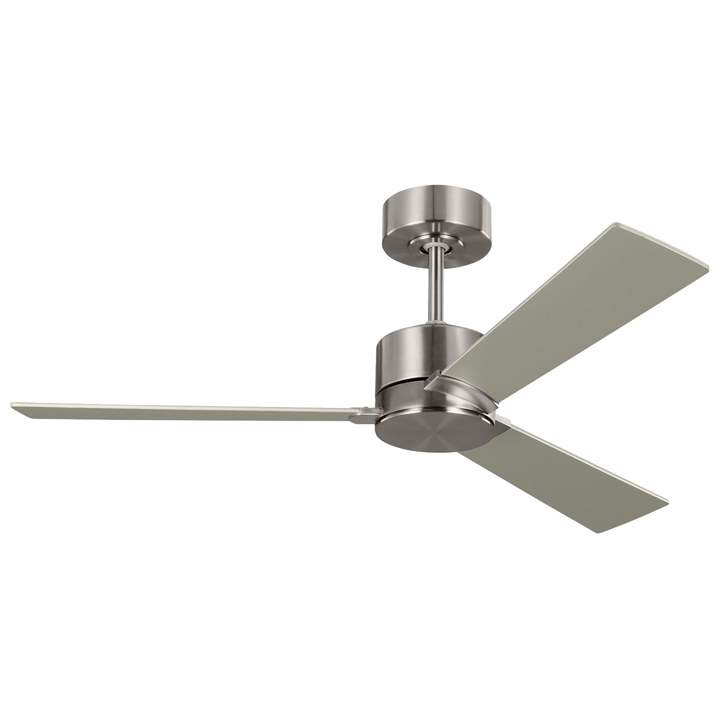 Rozzen 44 Ceiling Fan in with Silver / American Walnut Reversible Blades Brushed Steel