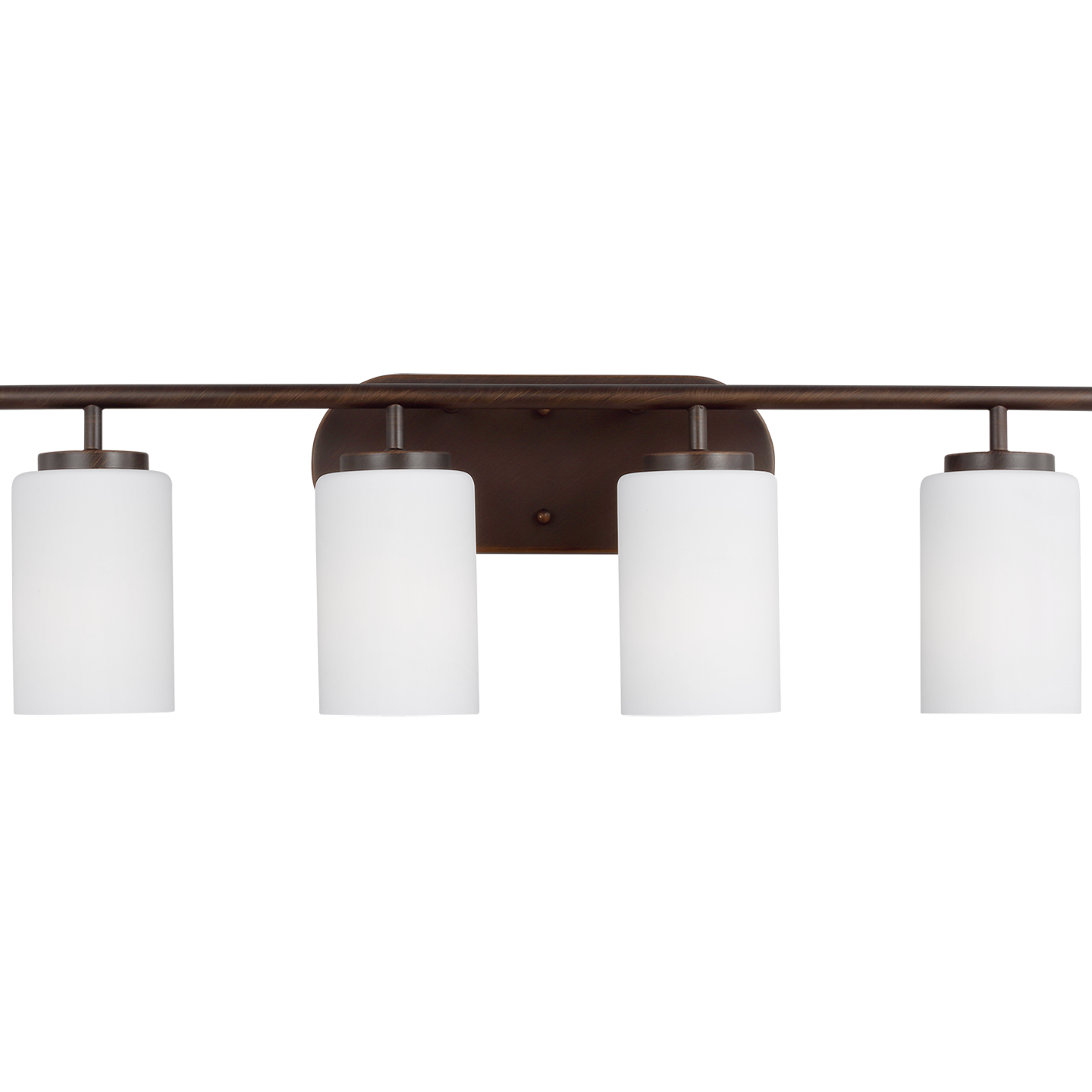 Oslo 4-Light Bath Sconce in Bronze with Opal Etched Glass Bulbs Included