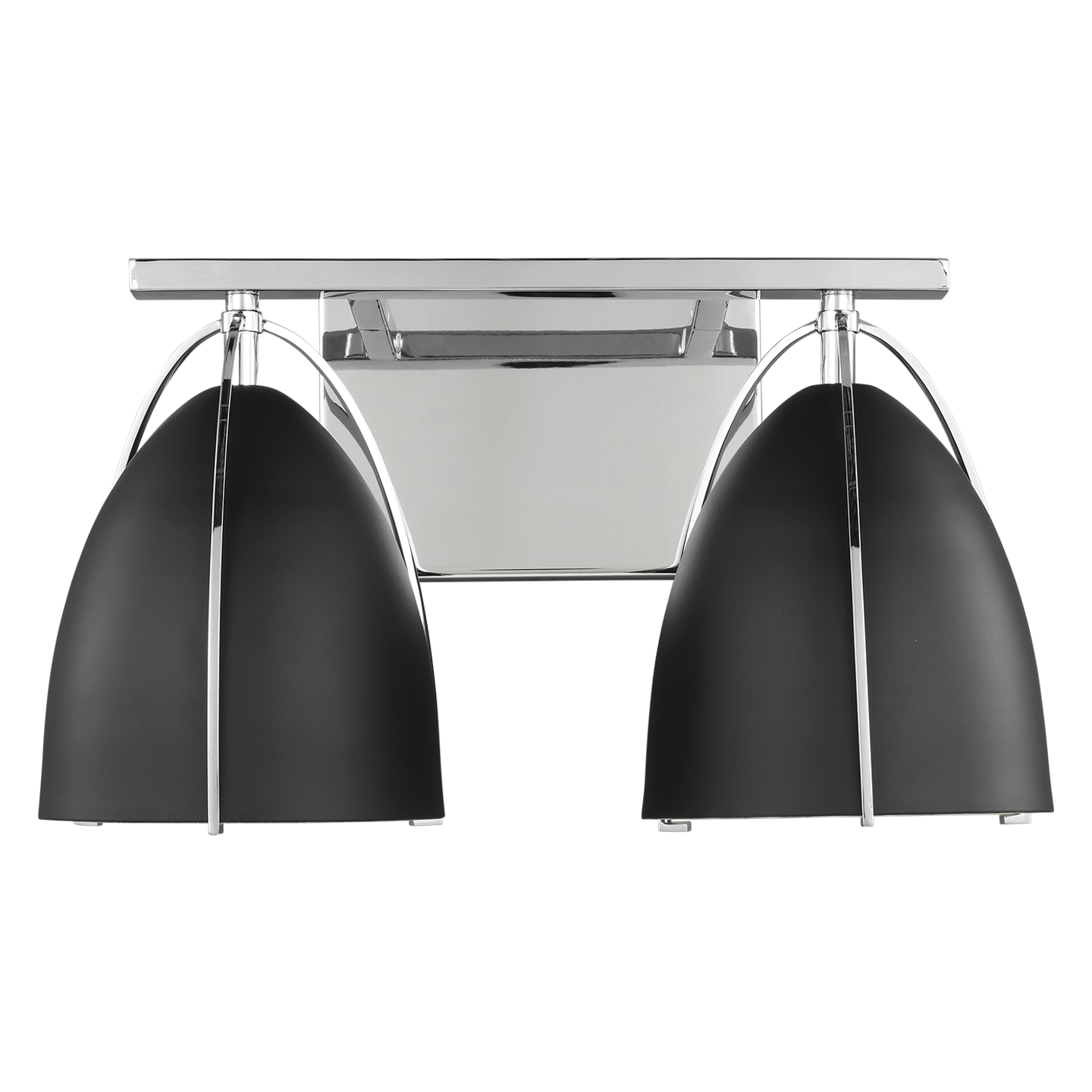 Norman 2-Light Bath Sconce in Chrome with Midnight Black Steel Shades Bulb(s) Included