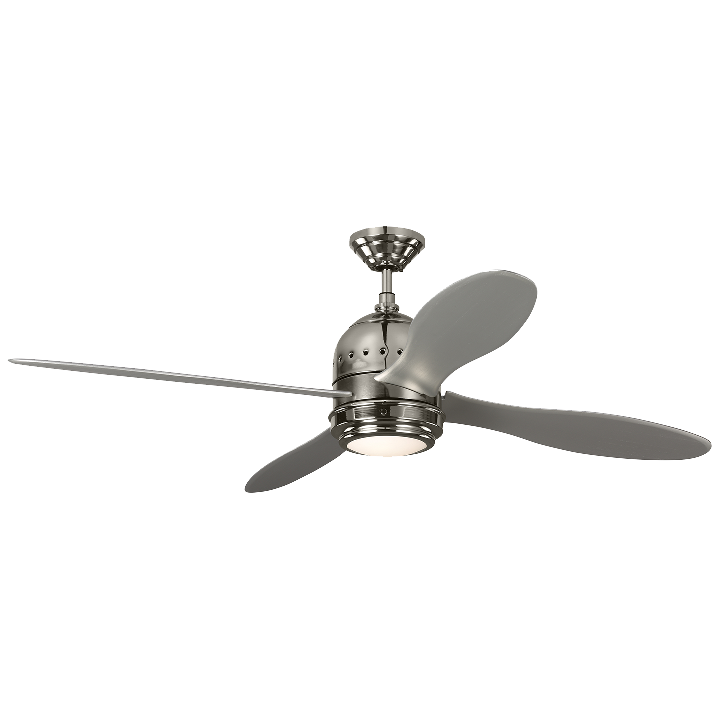 Metrograph 56 LED Ceiling Fan in with Grey Blades and Light Kit Polished Nickel