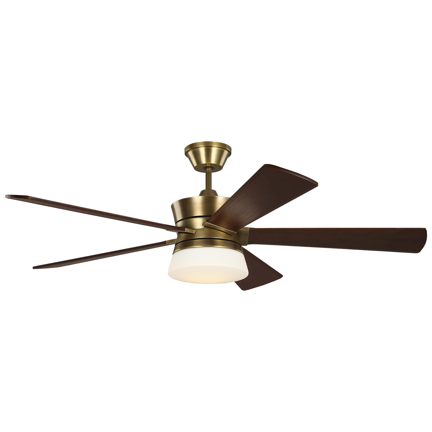 Atlantic 56 LED Ceiling Fan in Hand-Rubbed Antique Brass with Dark Walnut Blades and Light Kit Hand Rubbed Antique Brass