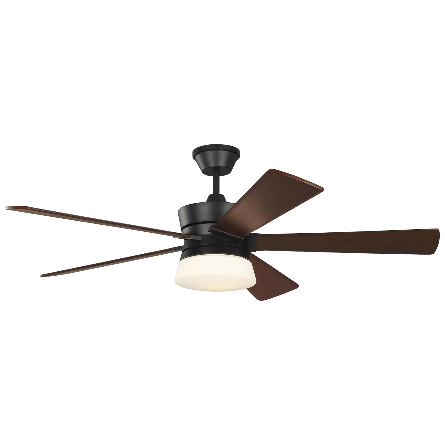 Atlantic 56 LED Ceiling Fan in with Dark Walnut Blades and Light Kit Midnight Black