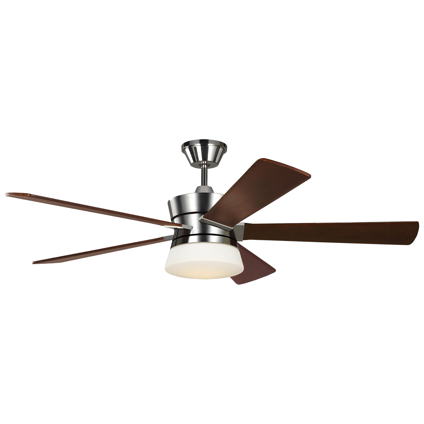 Atlantic 56 LED Ceiling Fan in with Dark Walnut Blades and Light Kit Polished Nickel
