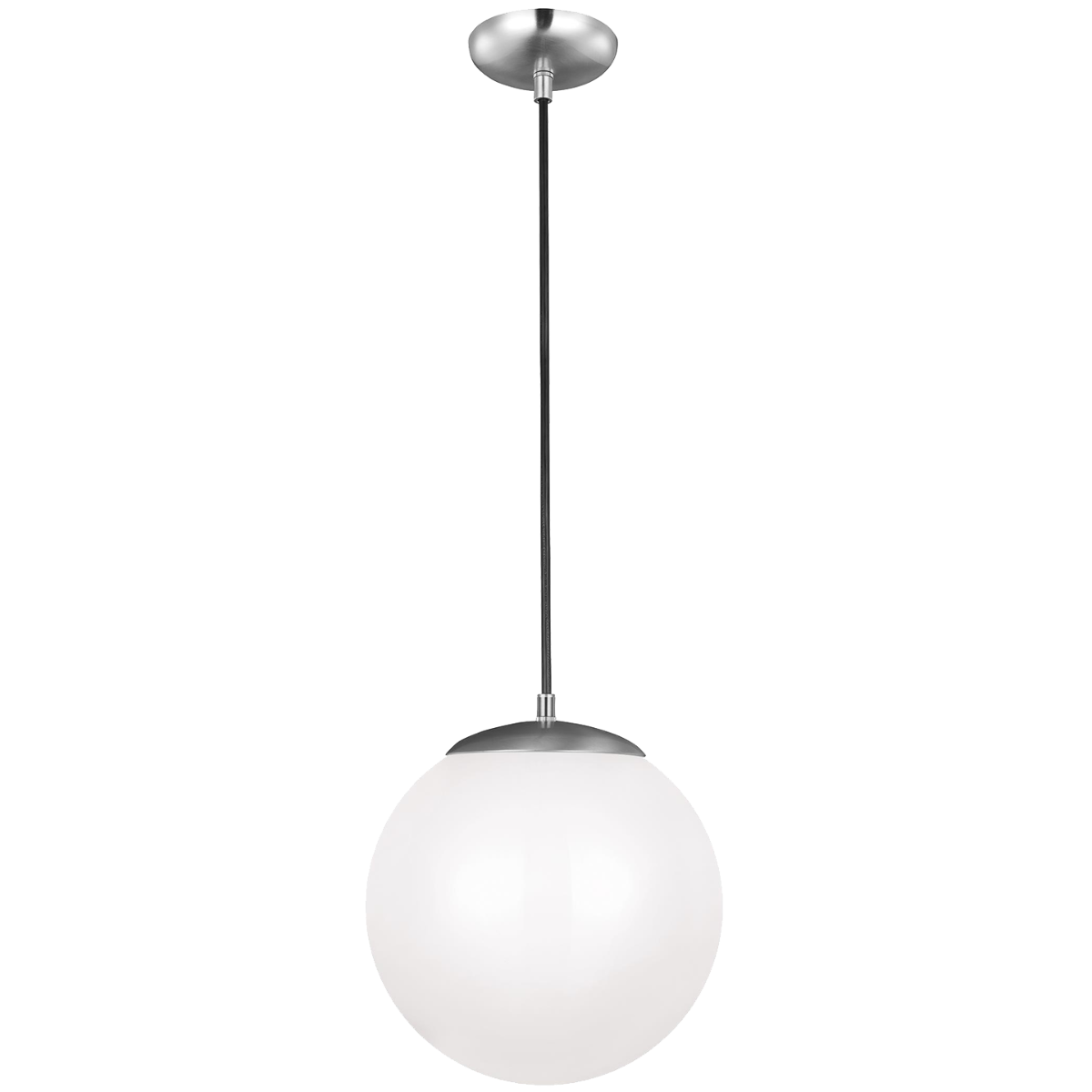 Leo Hanging Globe Large Pendant in Satin Aluminum with Smooth White Glass Bulb(s) Not Included