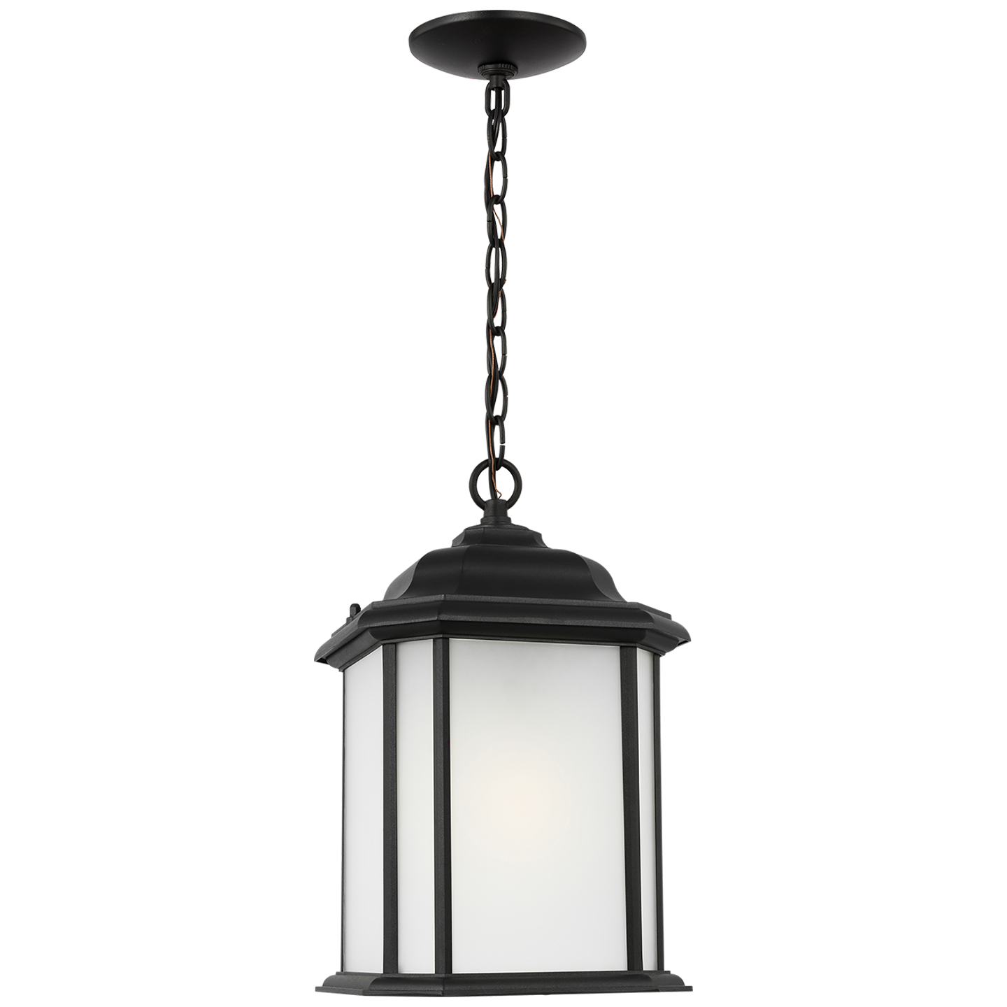 Kent Large Pendant in Black with Satin Etched Glass Bulb(s) Included