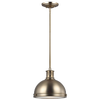 Pratt Street Metal One Light Pendant Satin Brass Bulbs Inc