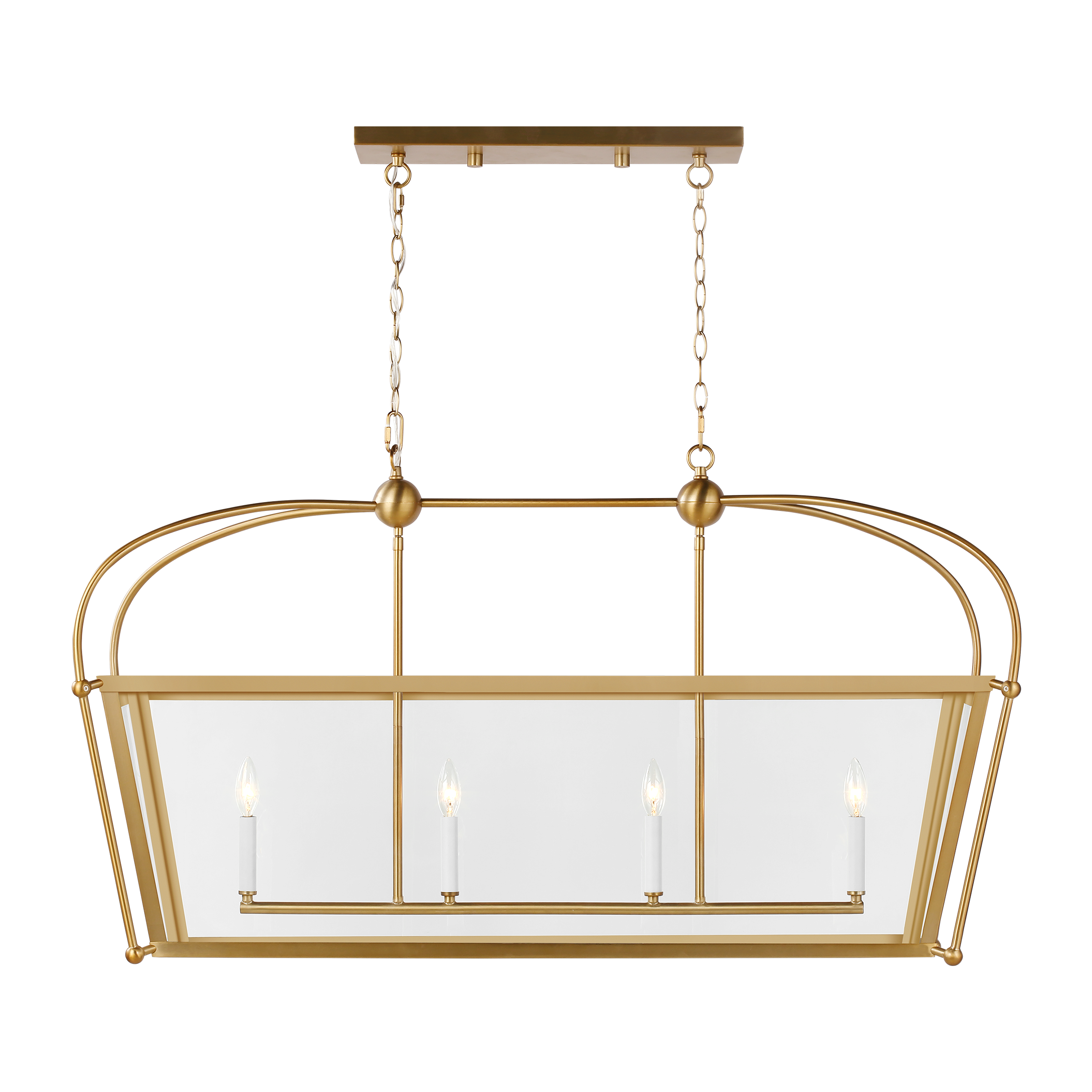 Charleston Four Light Linear Lantern Satin Brass Bulbs Inc