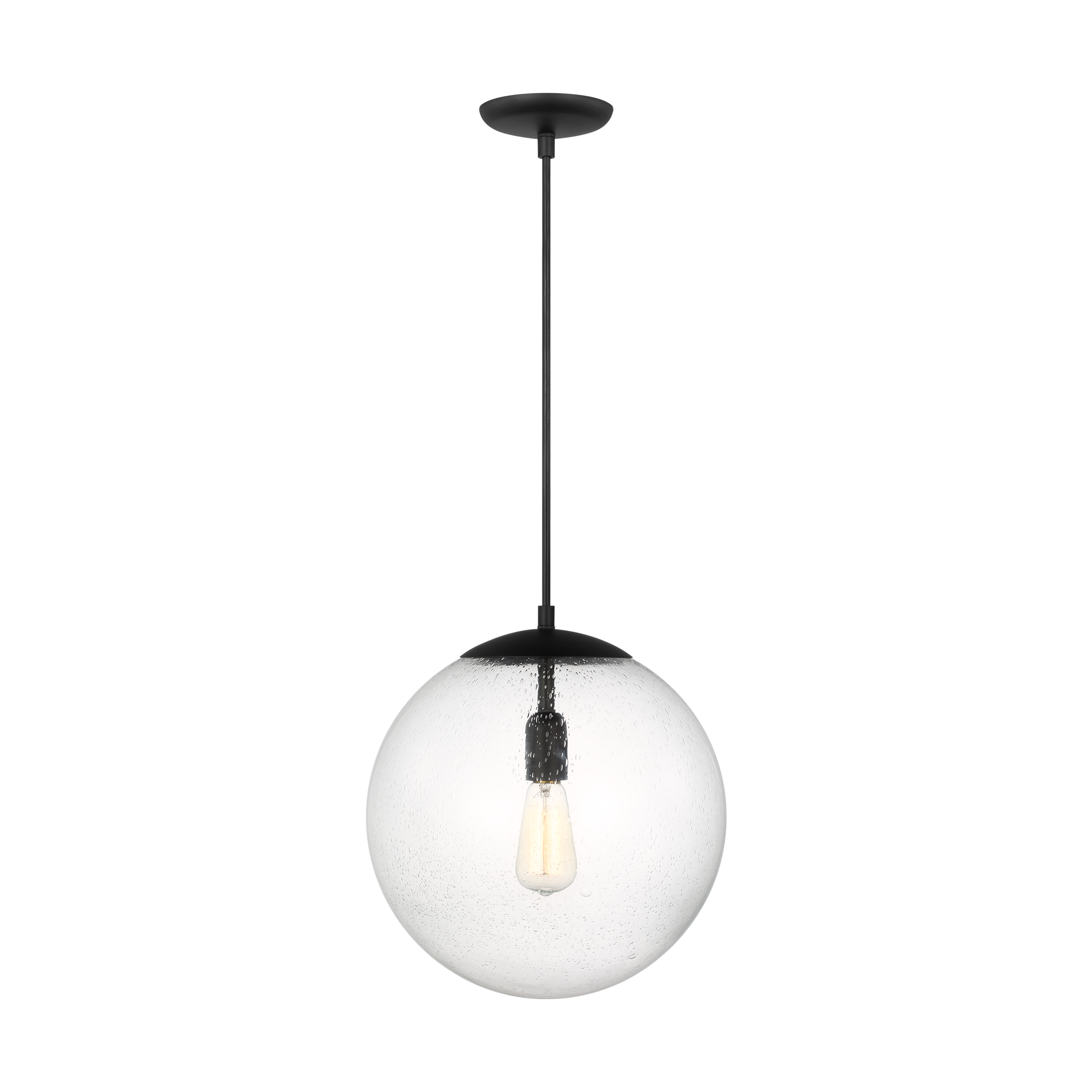 Leo Hanging Globe XL Pendant in Midnight Black with Clear Seeded Glass Bulb(s) Included