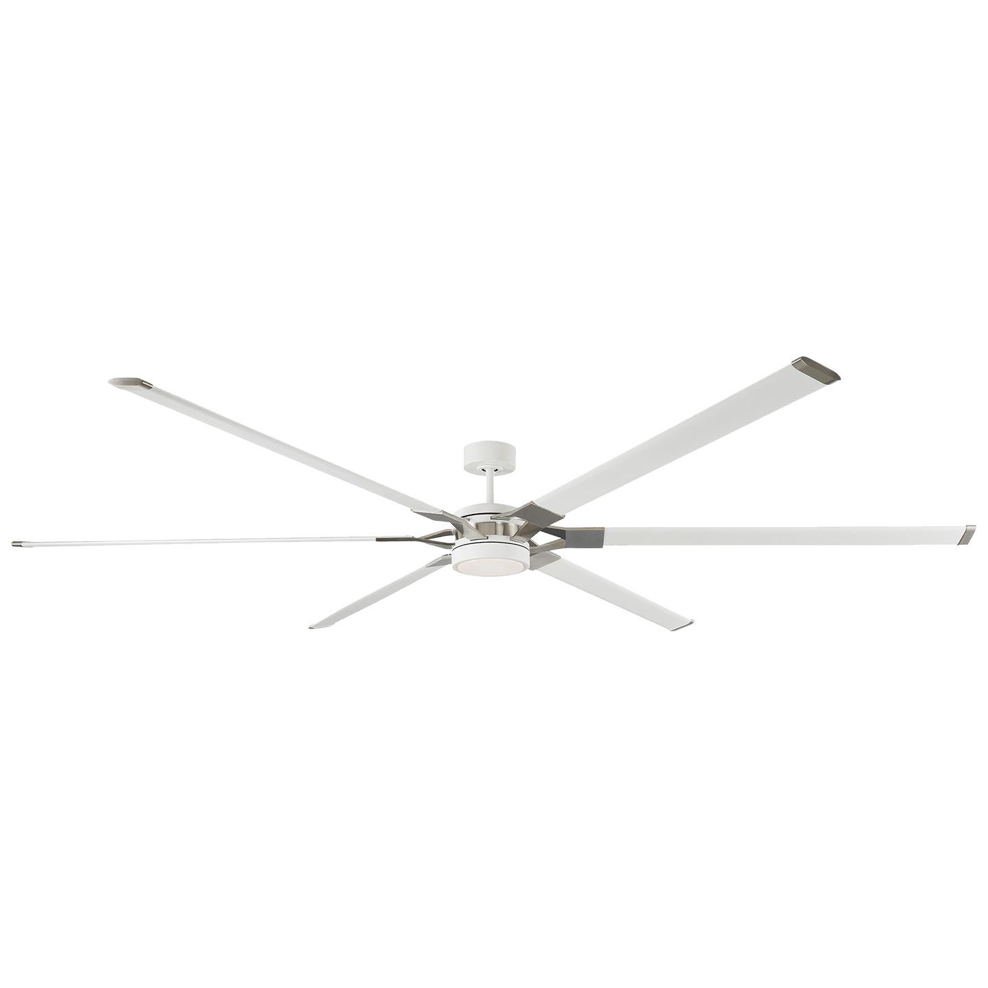 Loft 96 LED Ceiling Fan in and Brushed Steel Accents with Shades and Light Kit Matte White