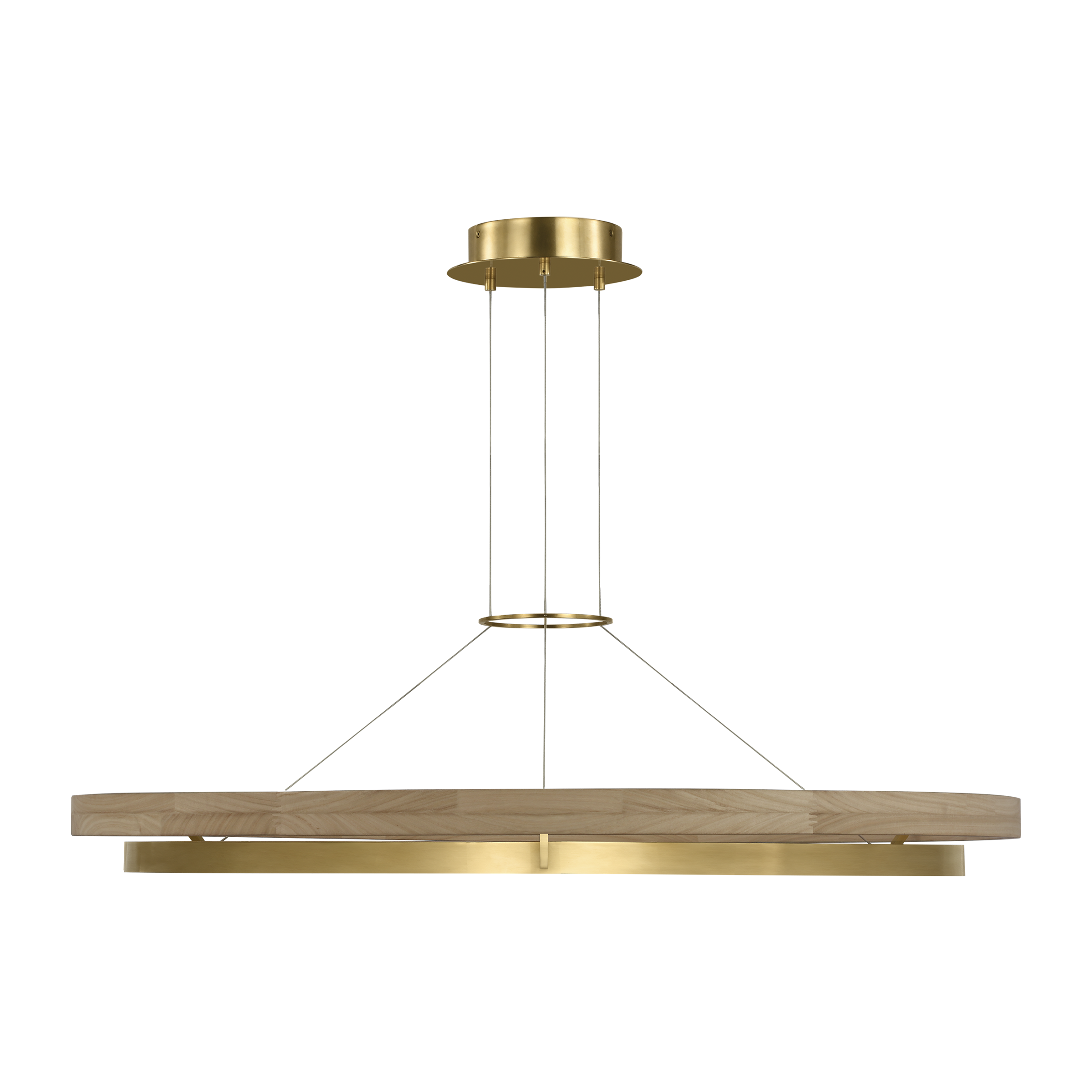 Grace 48 Chandelier hand rubbed antique brass/natural oak 3000K 90 CRI integrated led 90 cri 3000k 120v