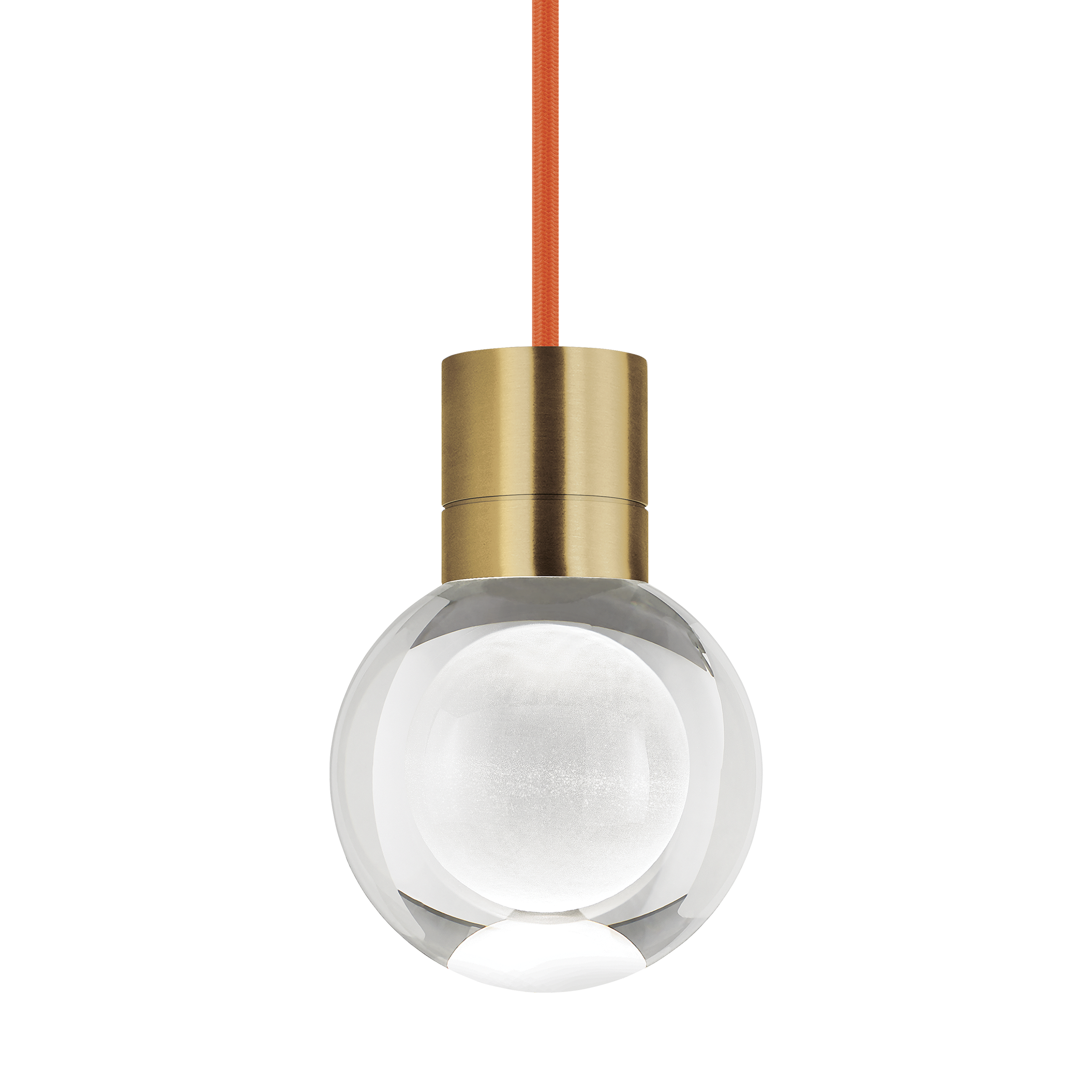 Mina Pendant 1-Light Clear Natural Brass Orange Cord LED 90 CRI 3000k 120V