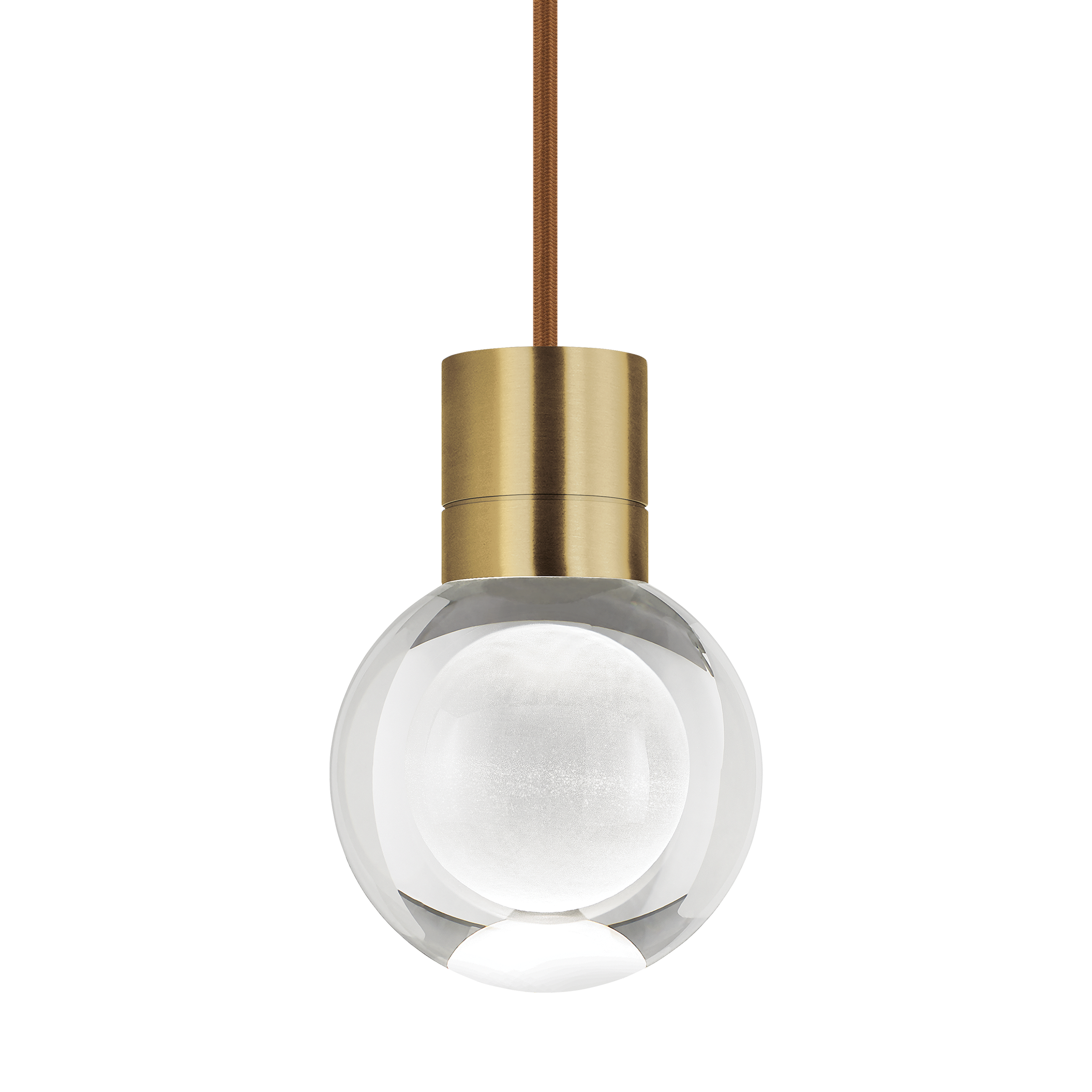 Mina Pendant 1-Light Clear Natural Brass Copper Cord LED 90 CRI Warm Color Dimming 3000K-2200K 120V
