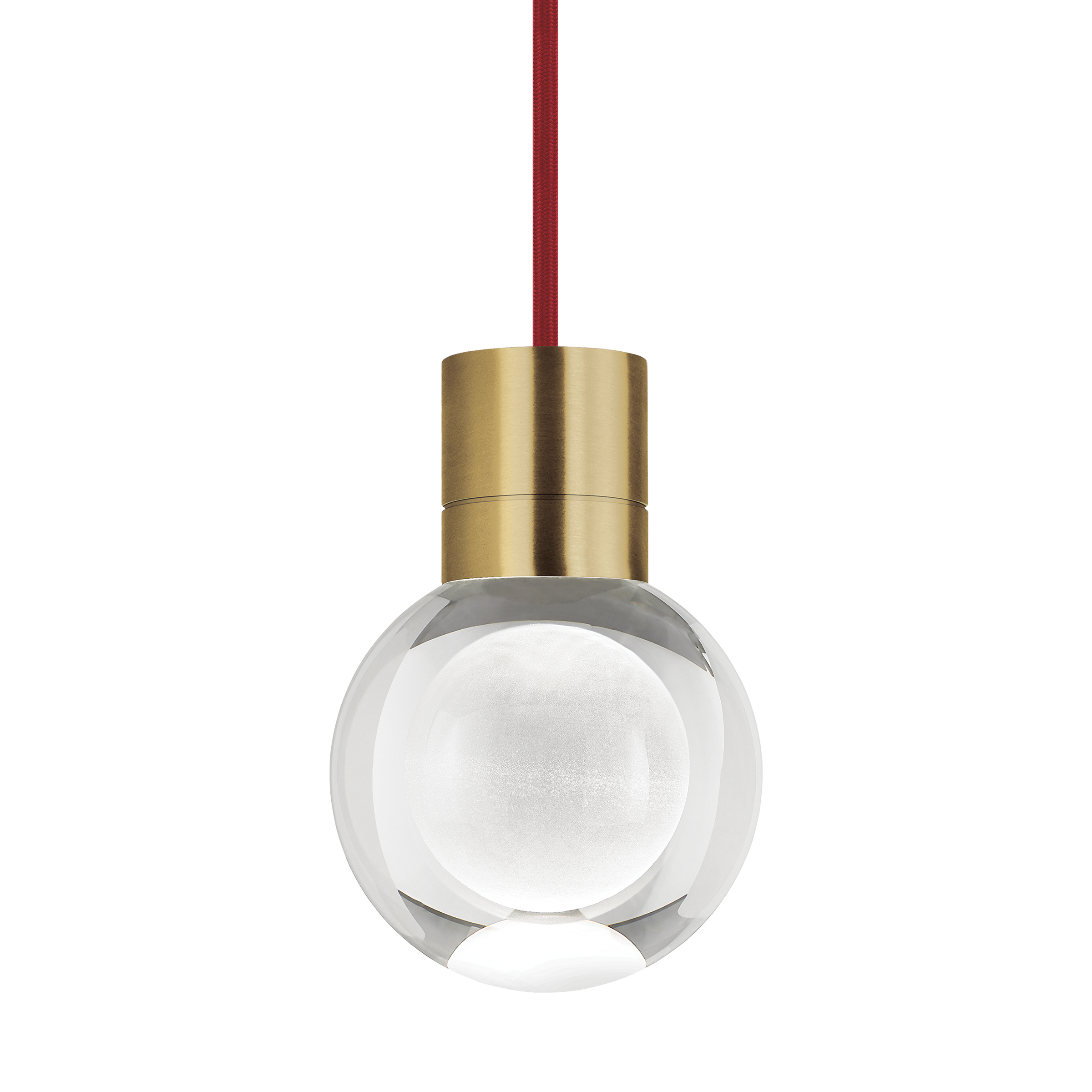 Mina Pendant 1-Light Clear Natural Brass Red Cord LED 90 CRI Warm Color Dimming 3000K-2200K 120V