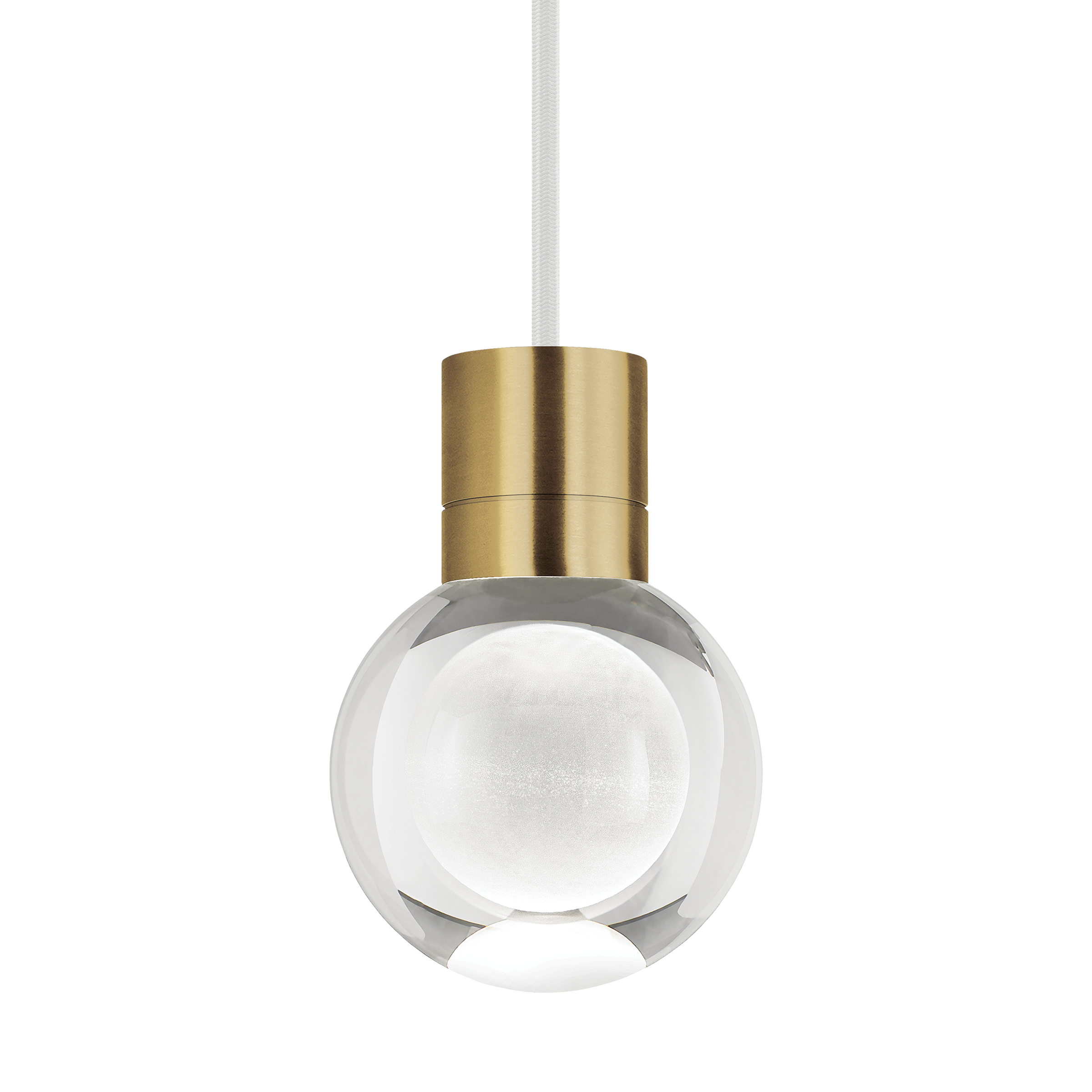 Mina Pendant 1-Light Clear Natural Brass White Cord LED 90 CRI Warm Color Dimming 3000K-2200K 120V