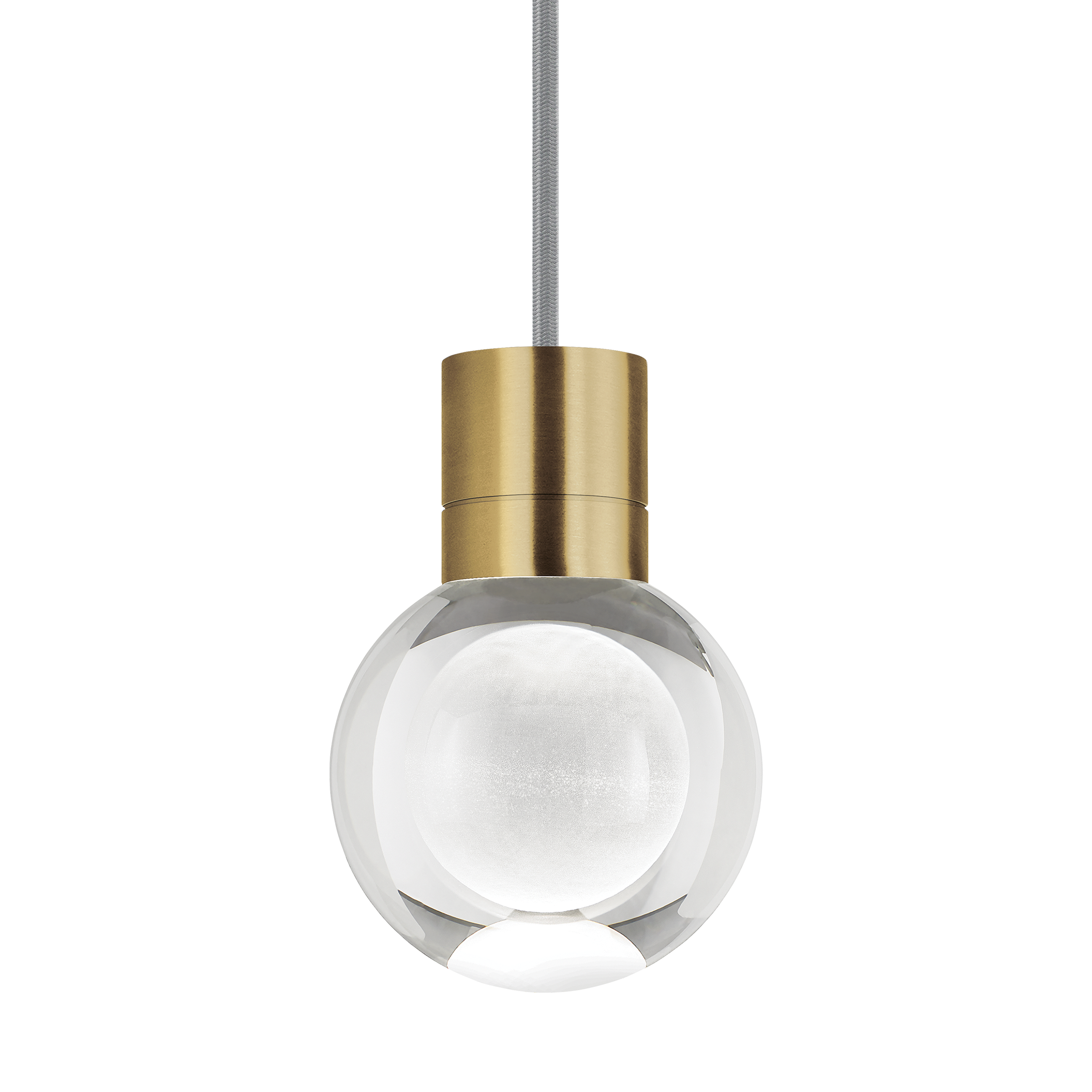 Mina Pendant 1-Light Clear Natural Brass Gray Cord LED 90 CRI 2200k 120V