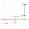 ModernRail Chandelier 2 Glass Cylinders aged brass 3000K 90 CRI 24v surface canopy 