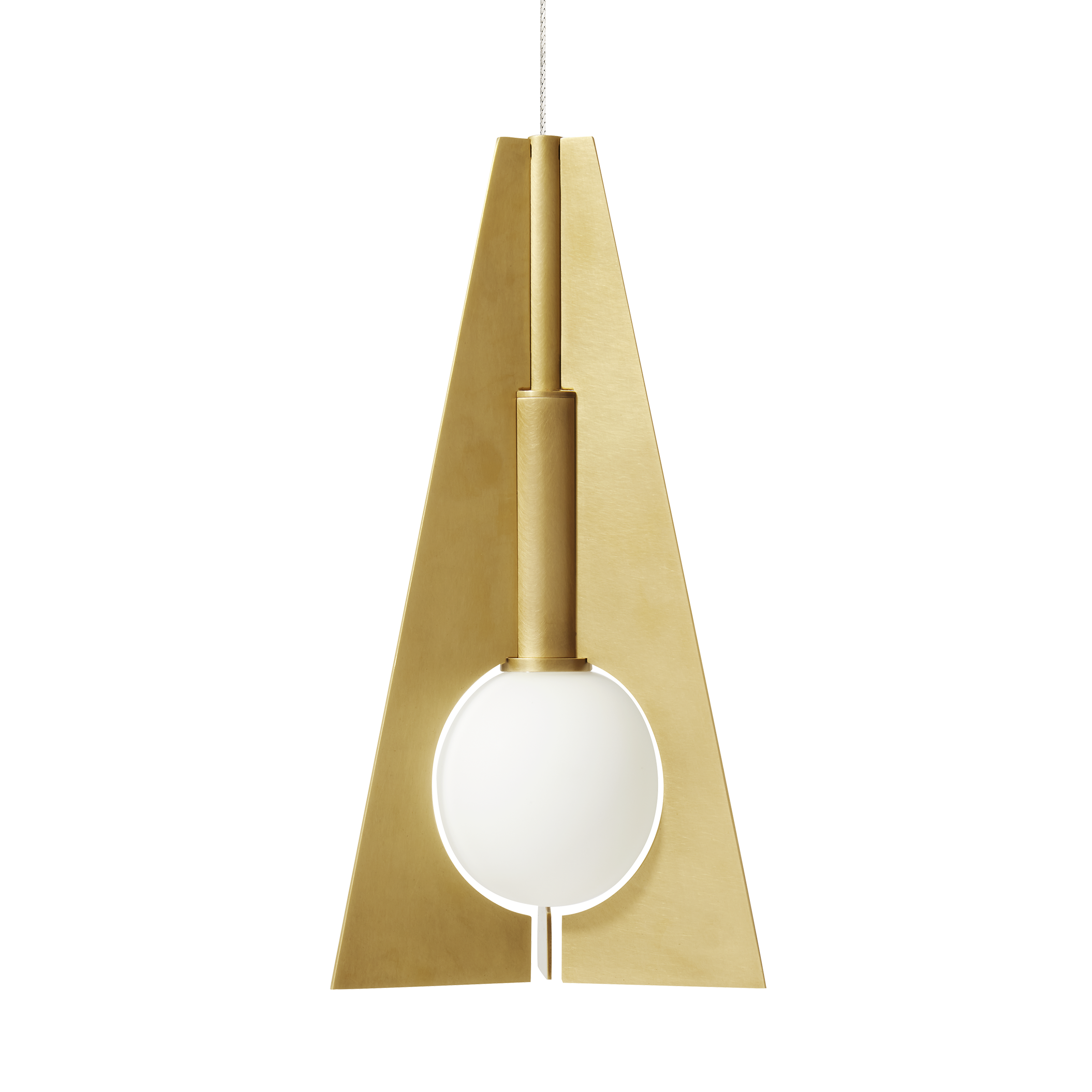 Orbel Pyramid Mini Pendant in Natural Brass with Frost Glass MonoRail Bulb(s) Included