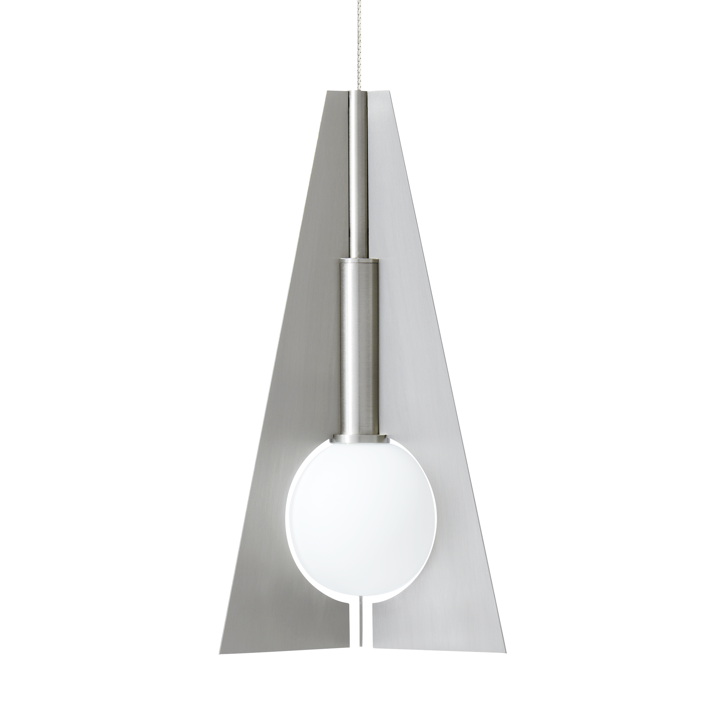 Orbel Pyramid Mini Pendant in Satin Nickel with Frost Glass MonoRail Bulb(s) Included