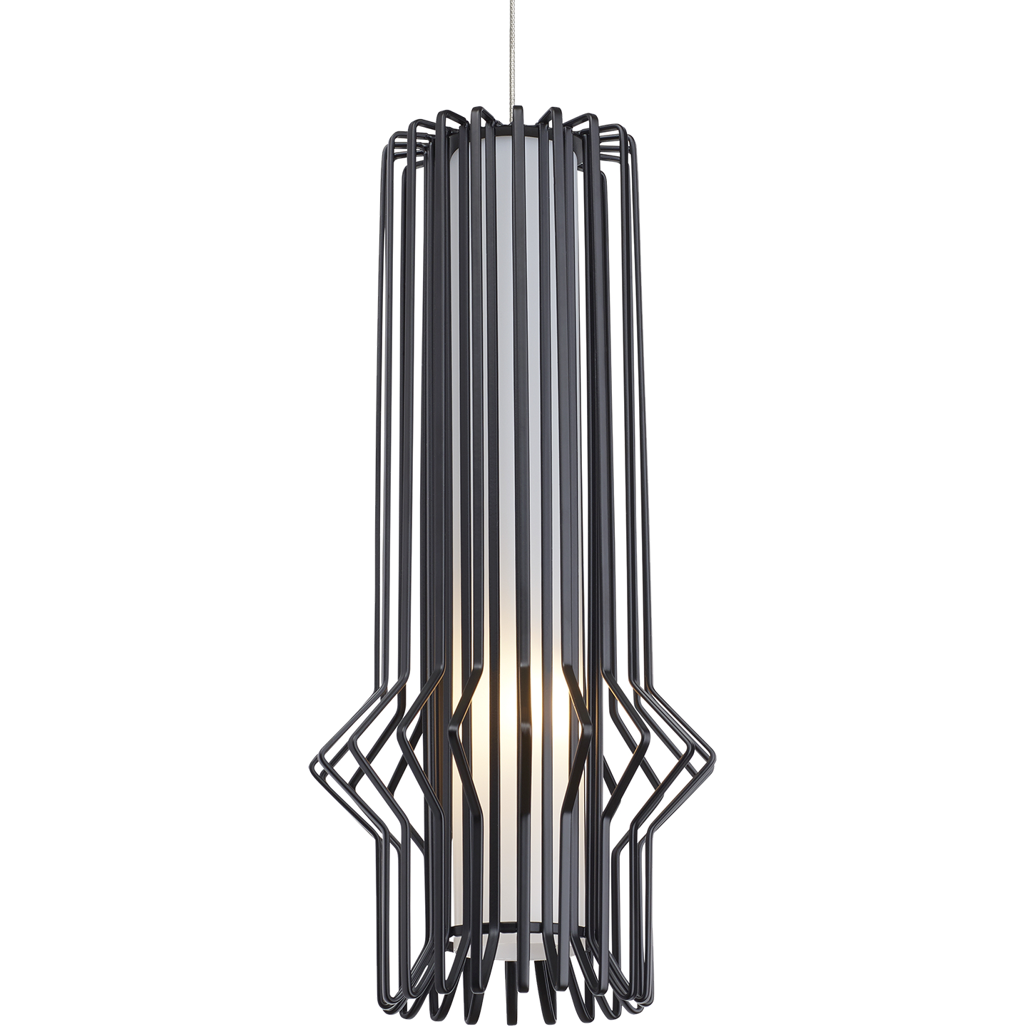 Syrma Mini Pendant in Satin Nickel with Matte Black MonoRail Bulb(s) Included