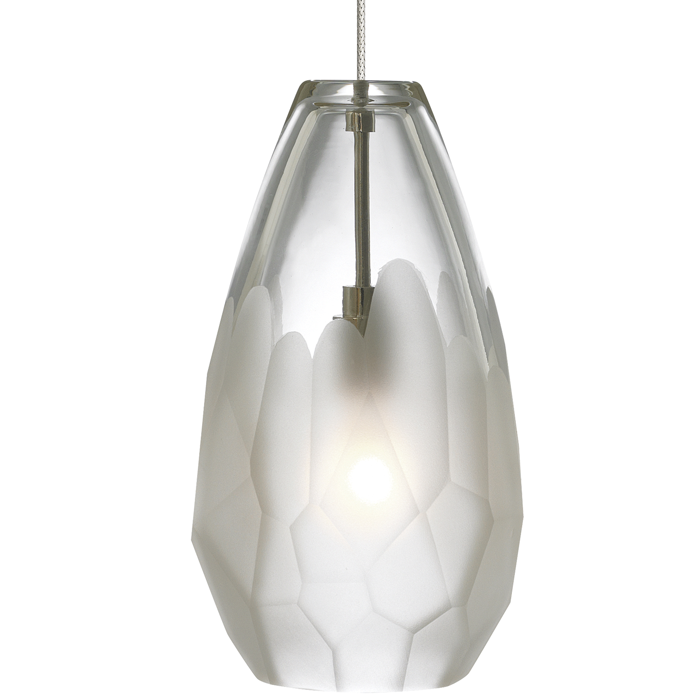Briolette Pendant in Satin Nickel with Frost glass Monopoint Bulb(s) Included
