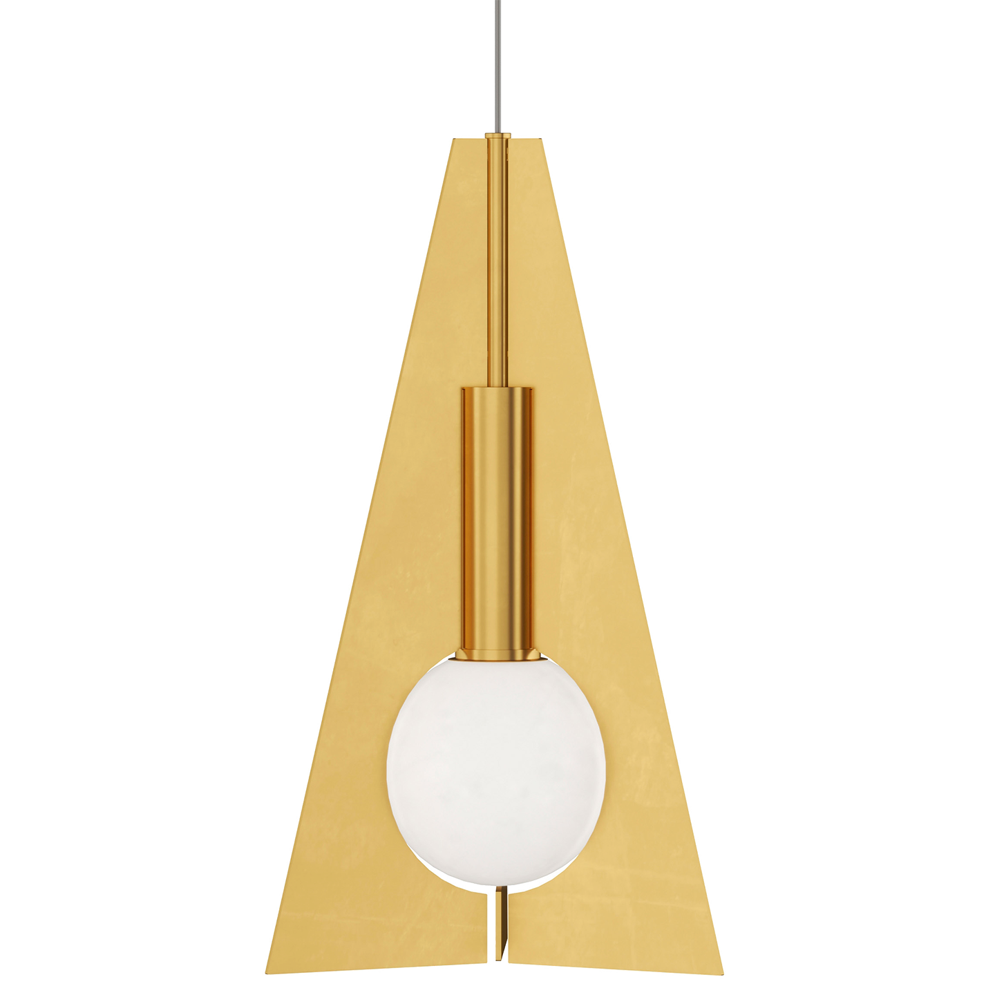 Orbel Pyramid Mini Pendant in Natural Brass with Frost Glass Monopoint Bulb(s) Included
