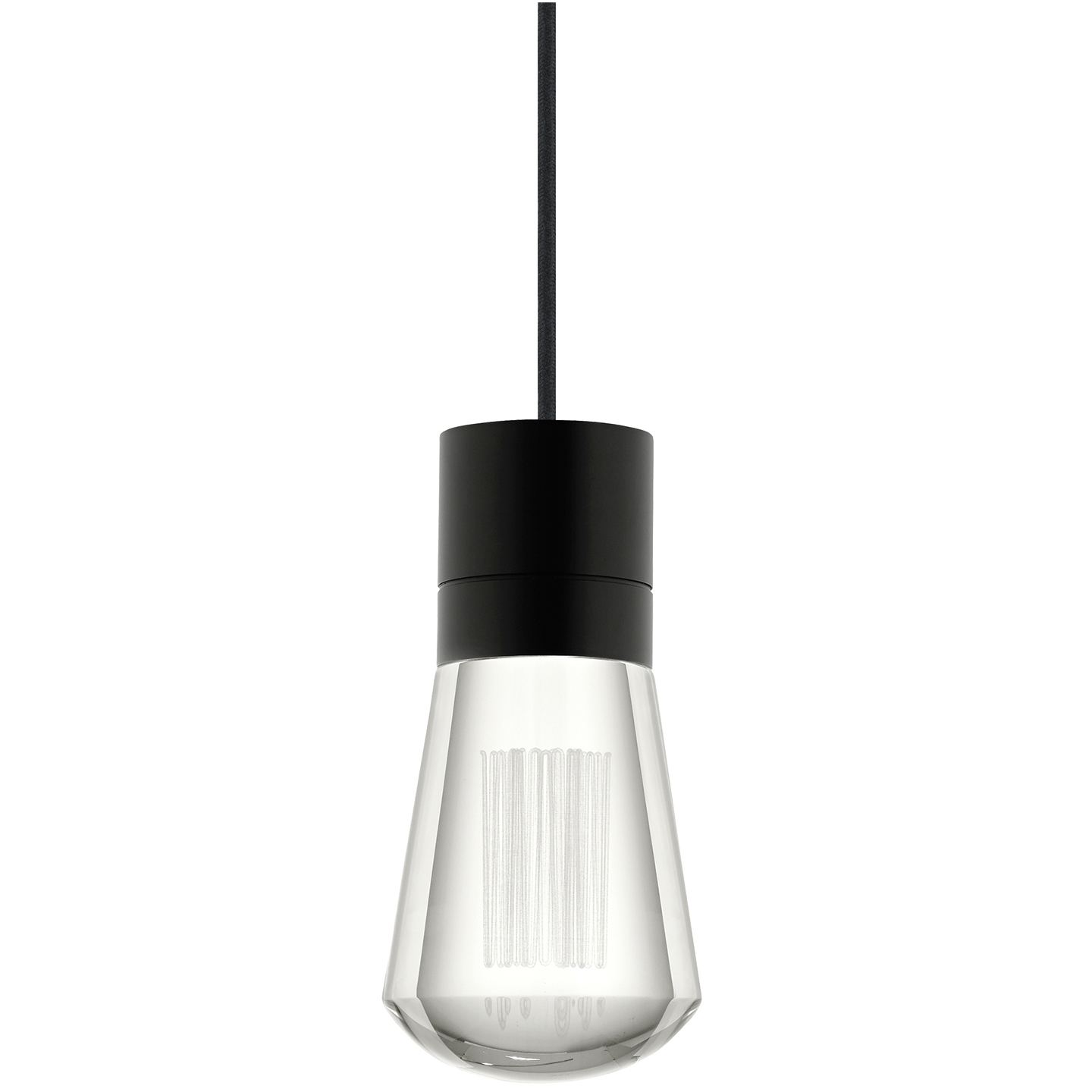 Alva 1-Light Pendant in Black with Black Cord 2700K