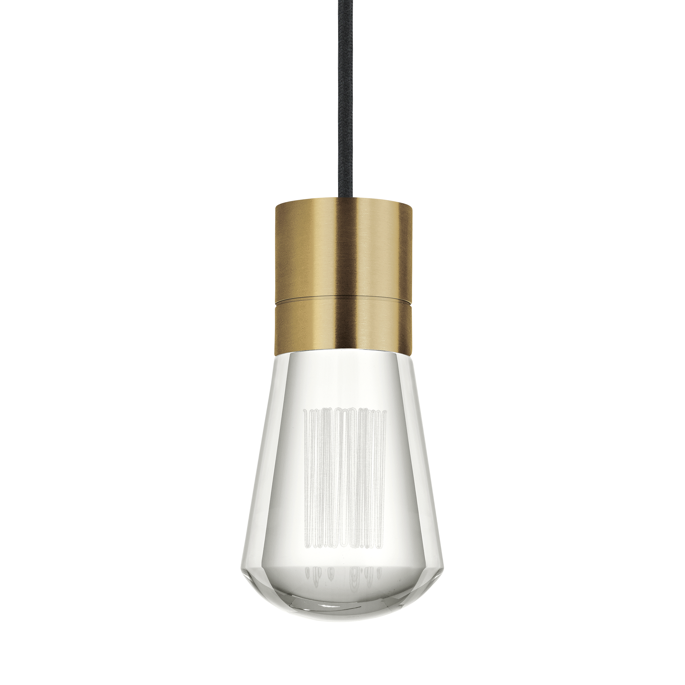 Alva 1-Light Pendant in Natural Brass with Black Cord 2700K