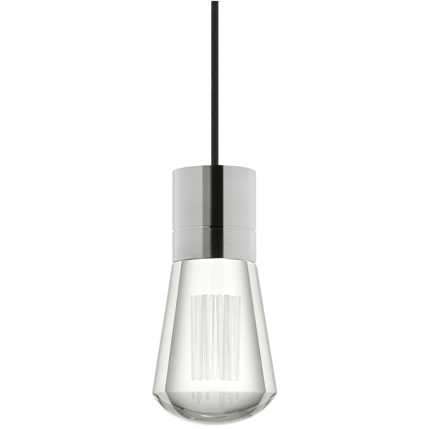 Alva 1-Light Pendant in Satin Nickel with Black Cord 2700K