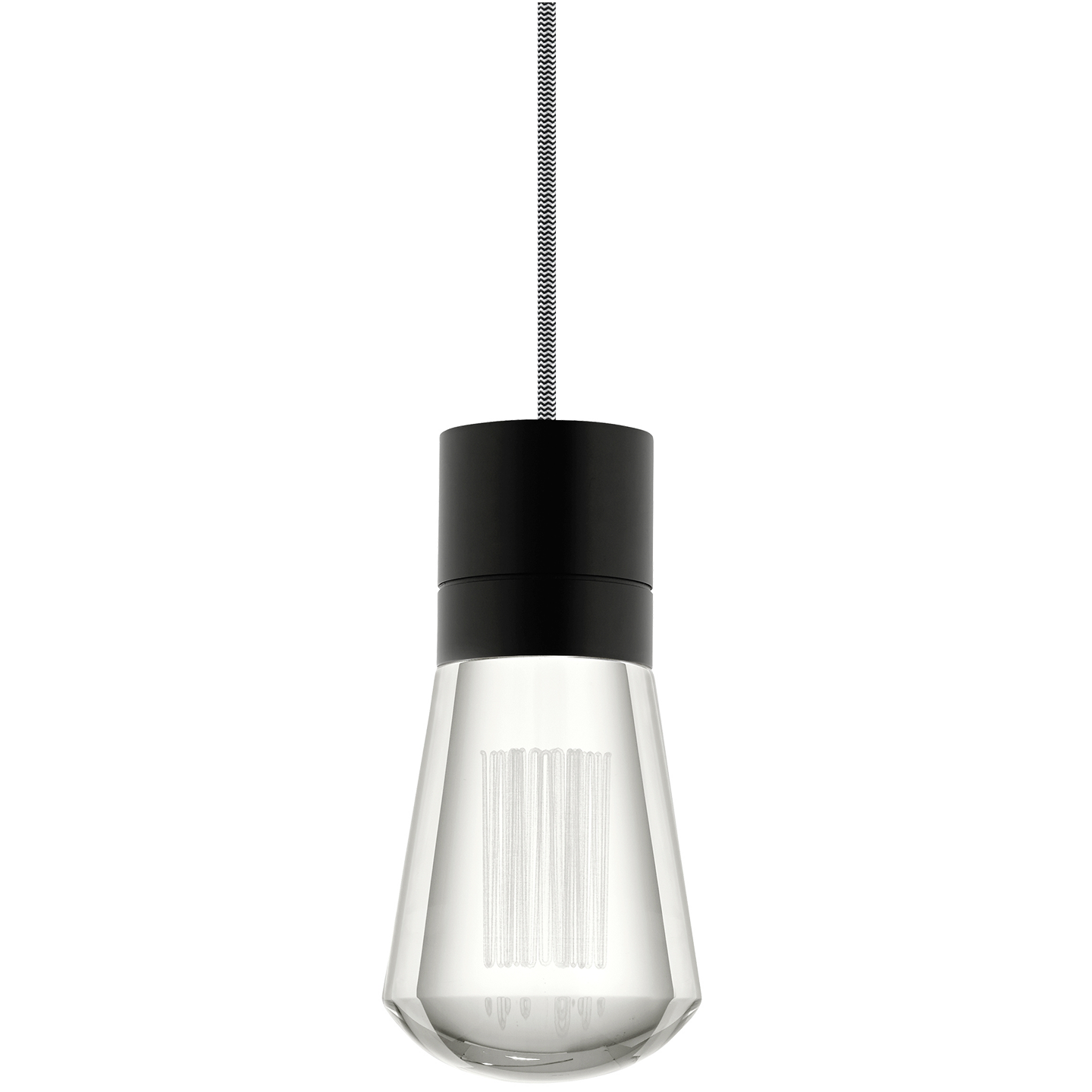 Alva 1-Light Pendant in Black with Black and White Cord 2200K