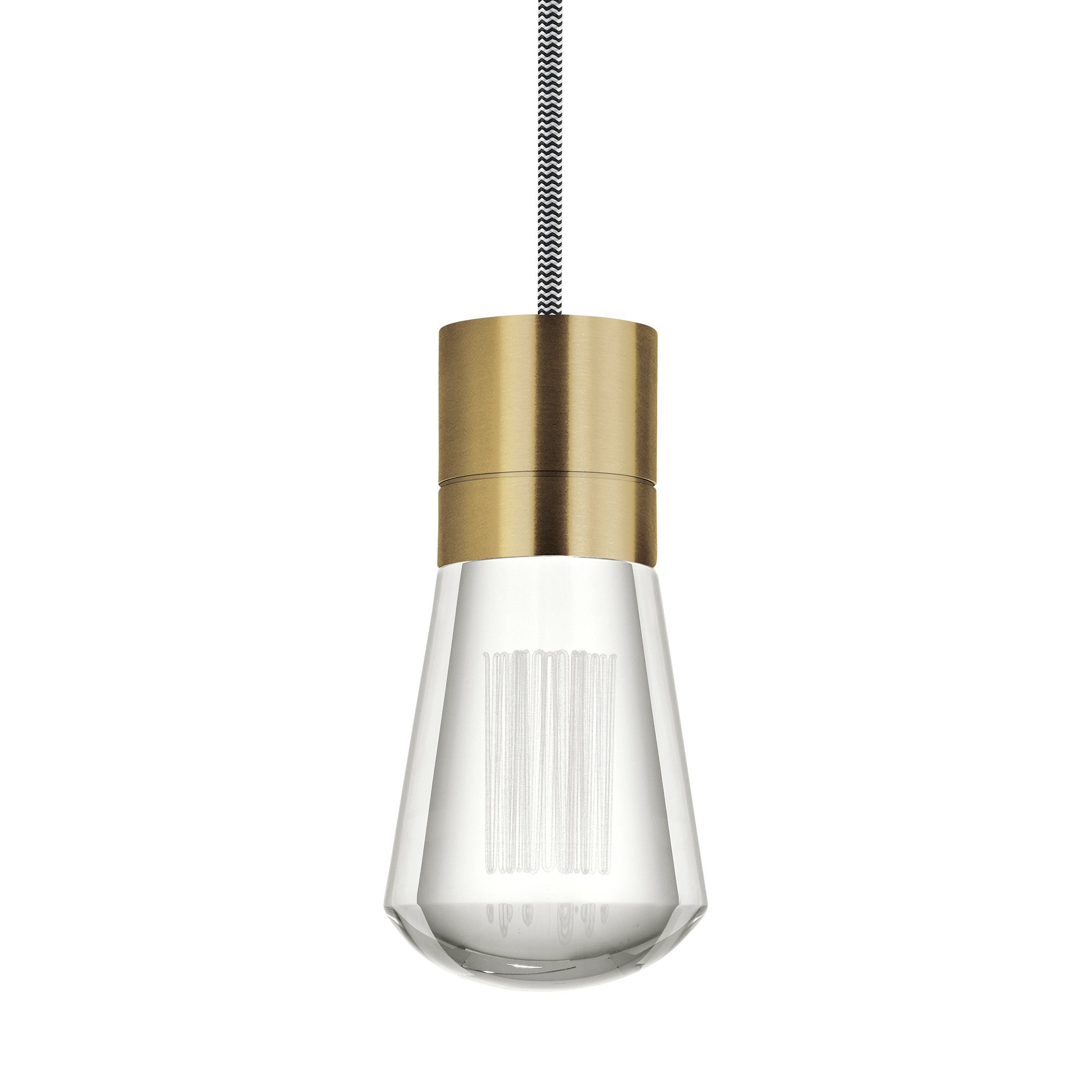 Alva 1-Light Pendant in Natural Brass with Black and White Cord 3000-2200K