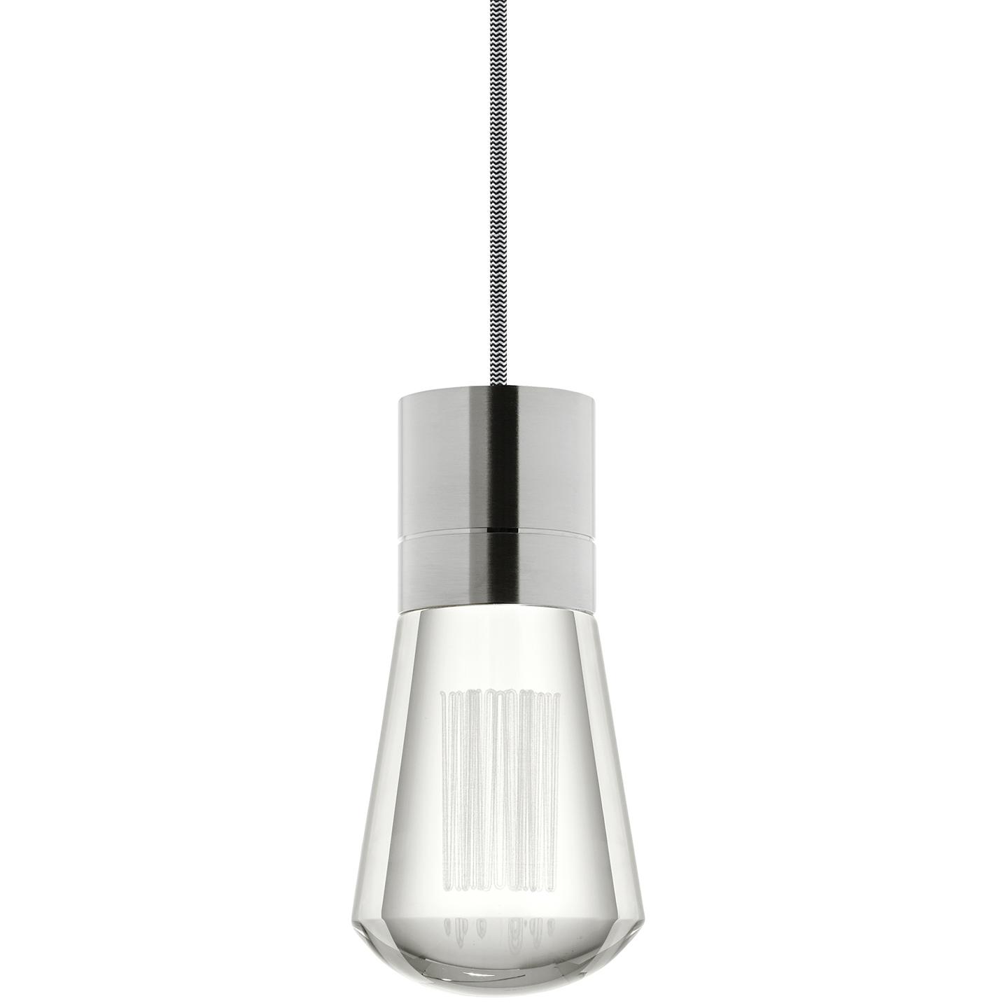 Alva 1-Light Pendant in Satin Nickel with Black and White Cord 3000K