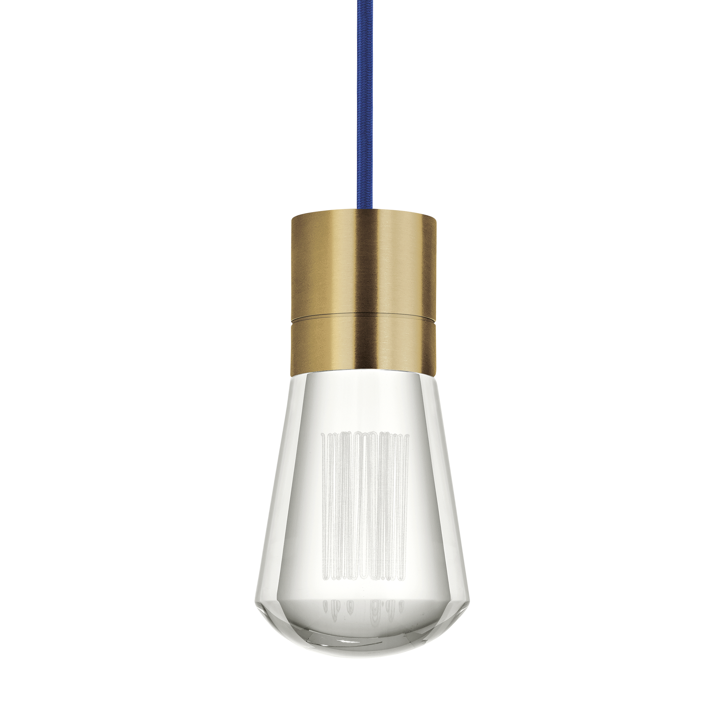 Alva 1-Light Pendant in Natural Brass with Blue Cord 3000-2200K
