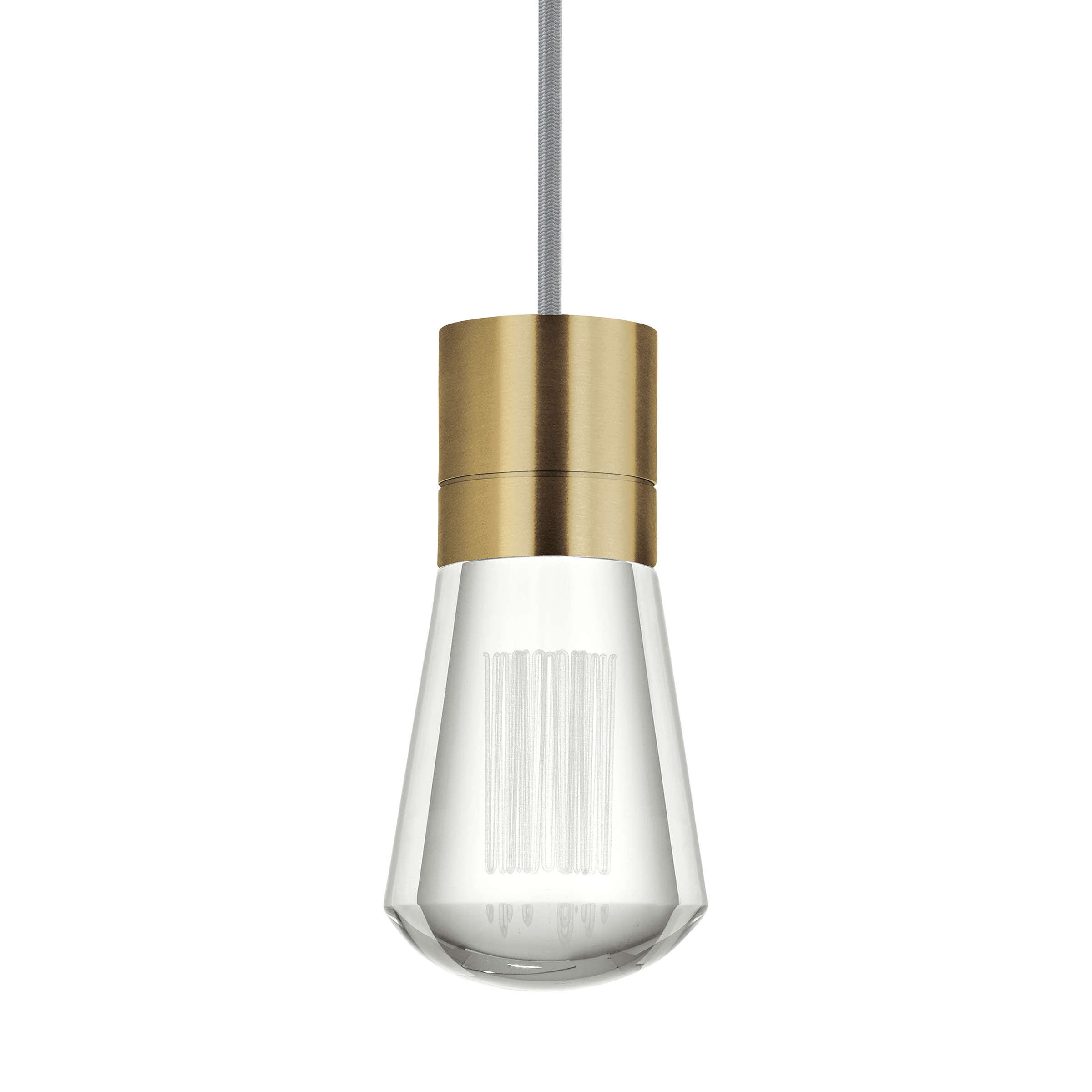 Alva 1-Light Pendant in Natural Brass with Gray Cord 3000K