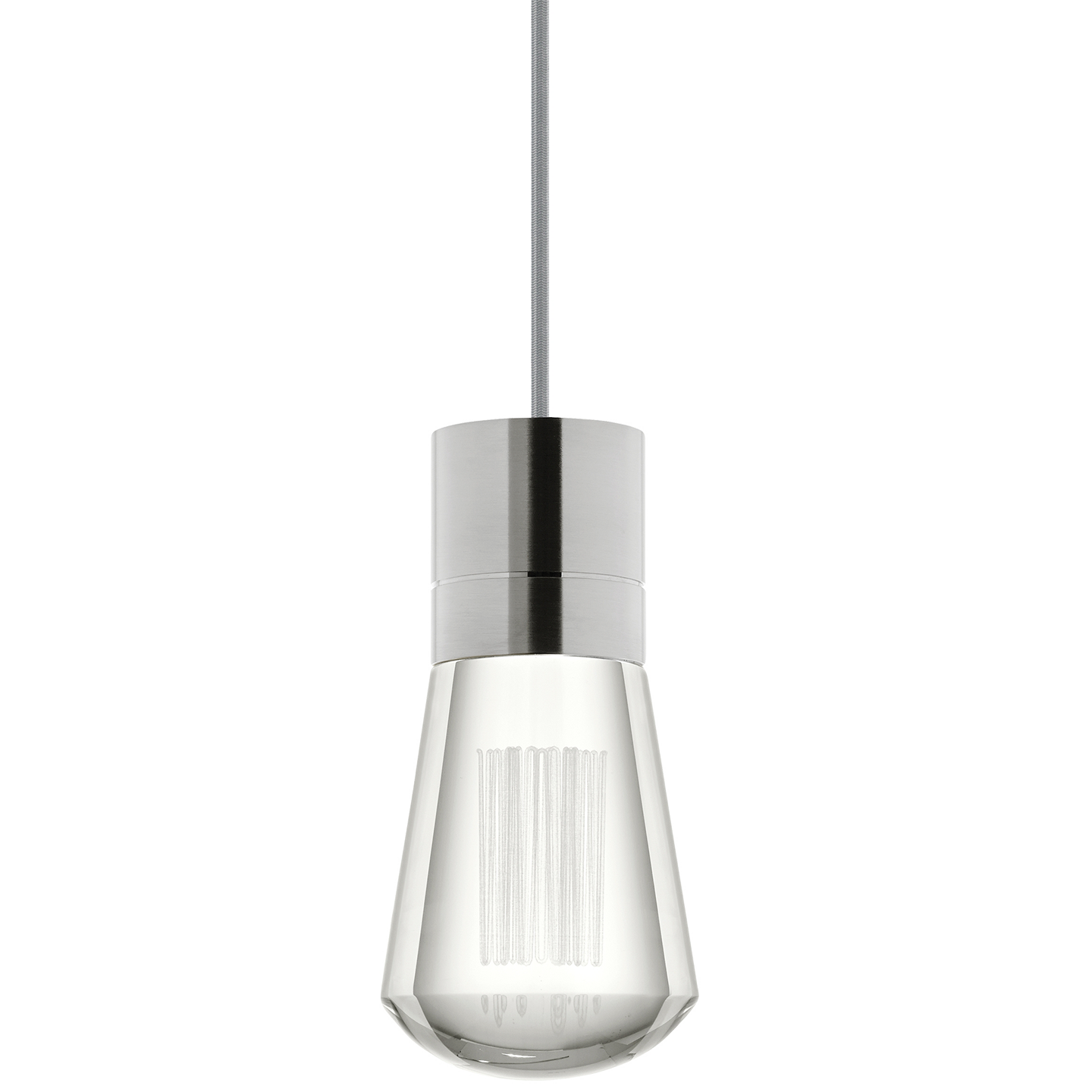 Alva 1-Light Pendant in Satin Nickel with Gray Cord 3000K