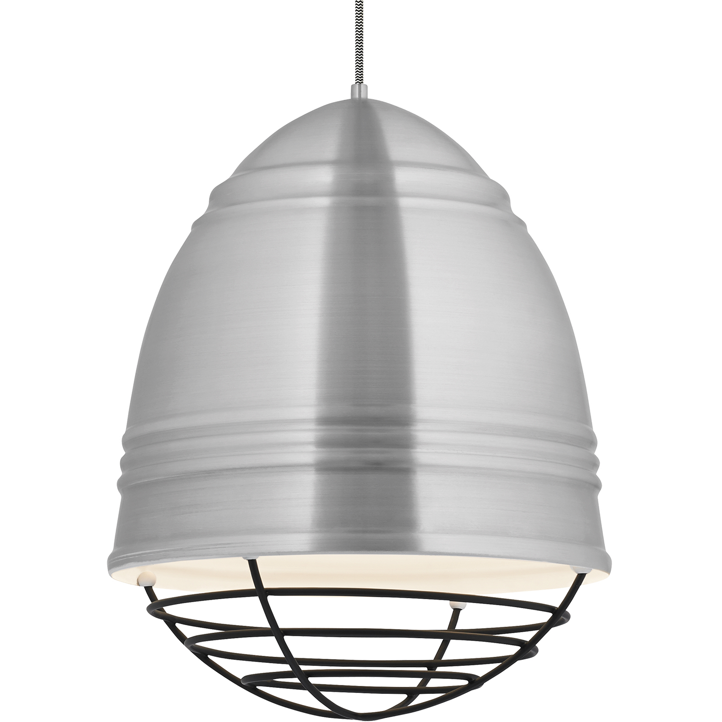 Loft Grande Pendant Brushed Aluminum w/ White Interior 2700K 90 CRI a19 led 90 cri 2700k 120v (t20/t24)