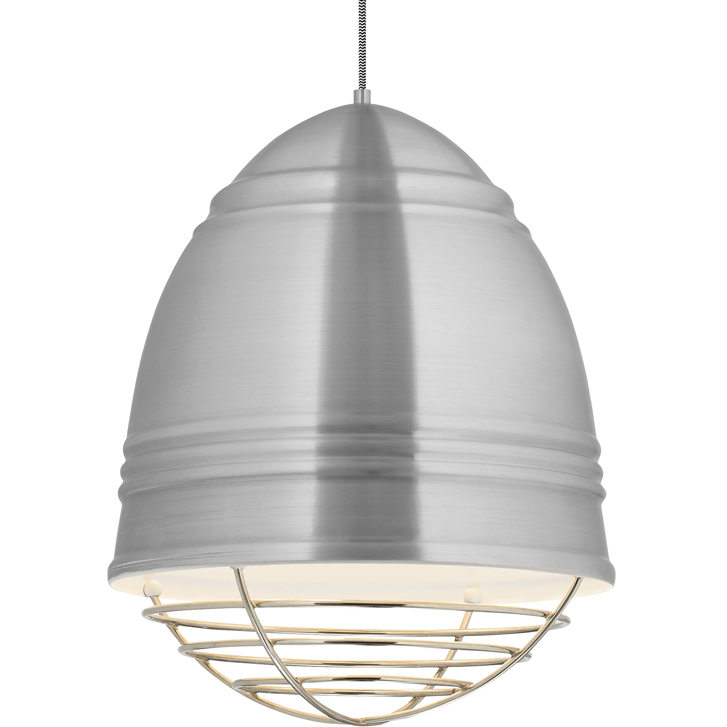 Loft Grande Pendant Brushed Aluminum w/ White Interior Polished Nickel 2700K 90 CRI a19 LED 90 CRI 2700k 120v (T20/T24)