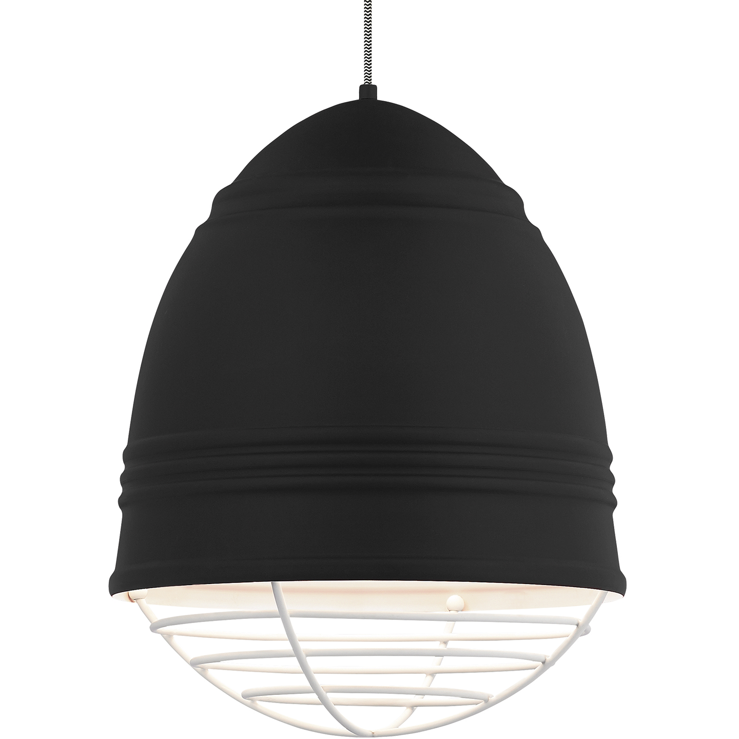 Loft Grande Pendant Rubberized Black w/ White Interior No Lamp White