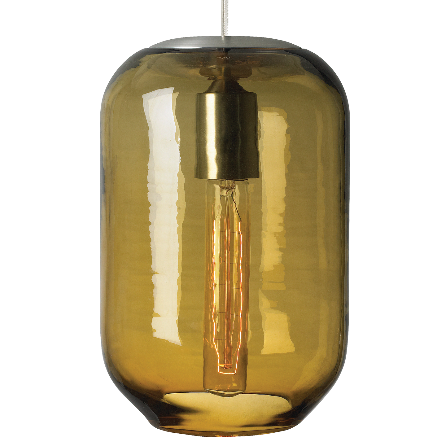 Mason Classic Pendant Amber Satin Nickel No Lamp