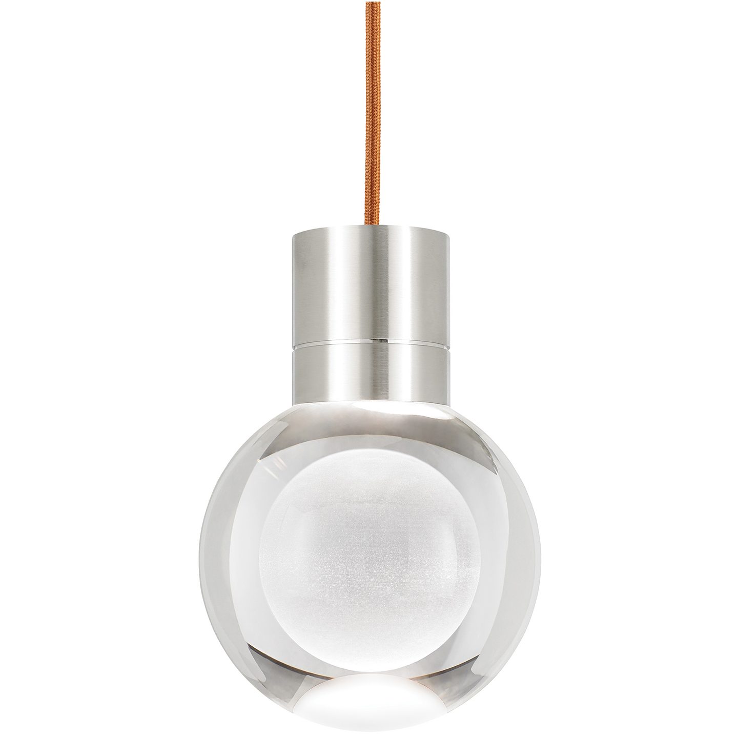 Mina Pendant 1-Light Clear Satin Nickel Copper Cord LED 90 CRI Warm Color Dimming 3000K-2200K 120V